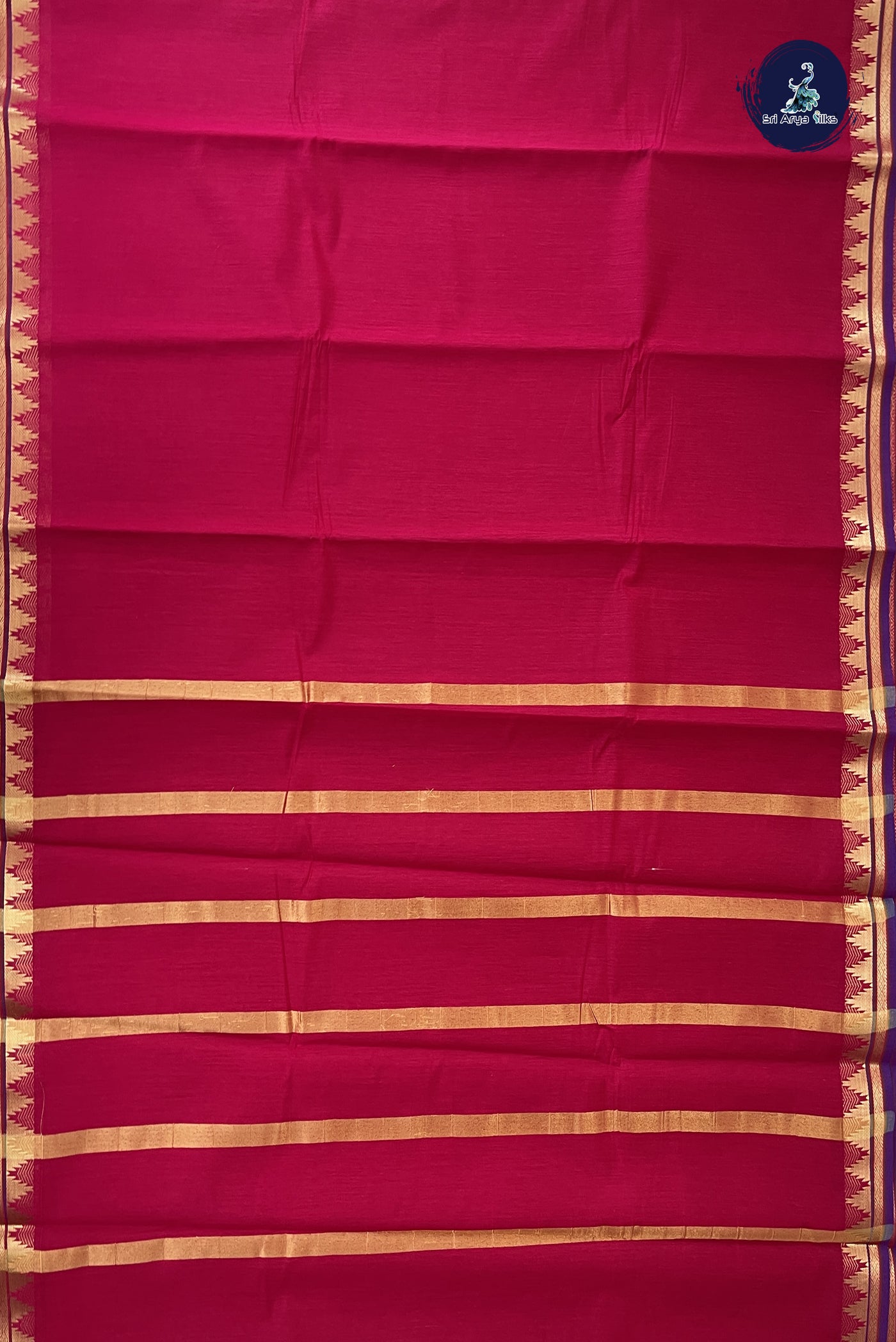 Magenta Pink Budget Semi Silk Cotton Saree With Plain Pattern