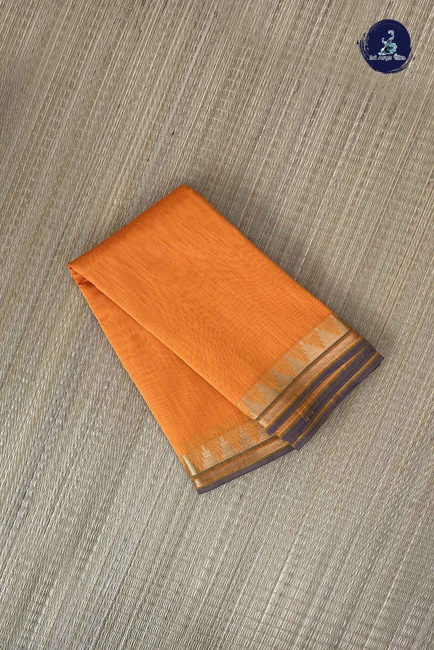 Mango Yellow Budget Semi Silk Cotton Saree With Plain Pattern