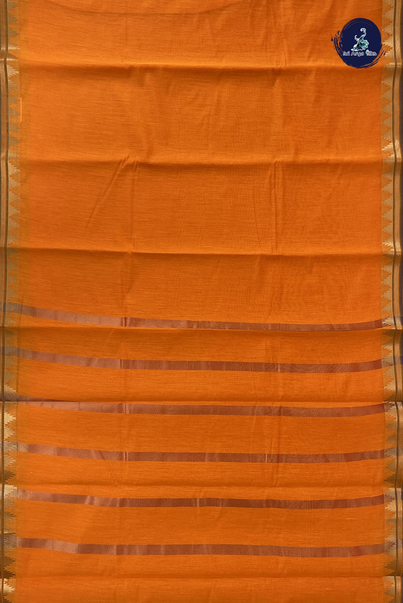 Mango Yellow Budget Semi Silk Cotton Saree With Plain Pattern