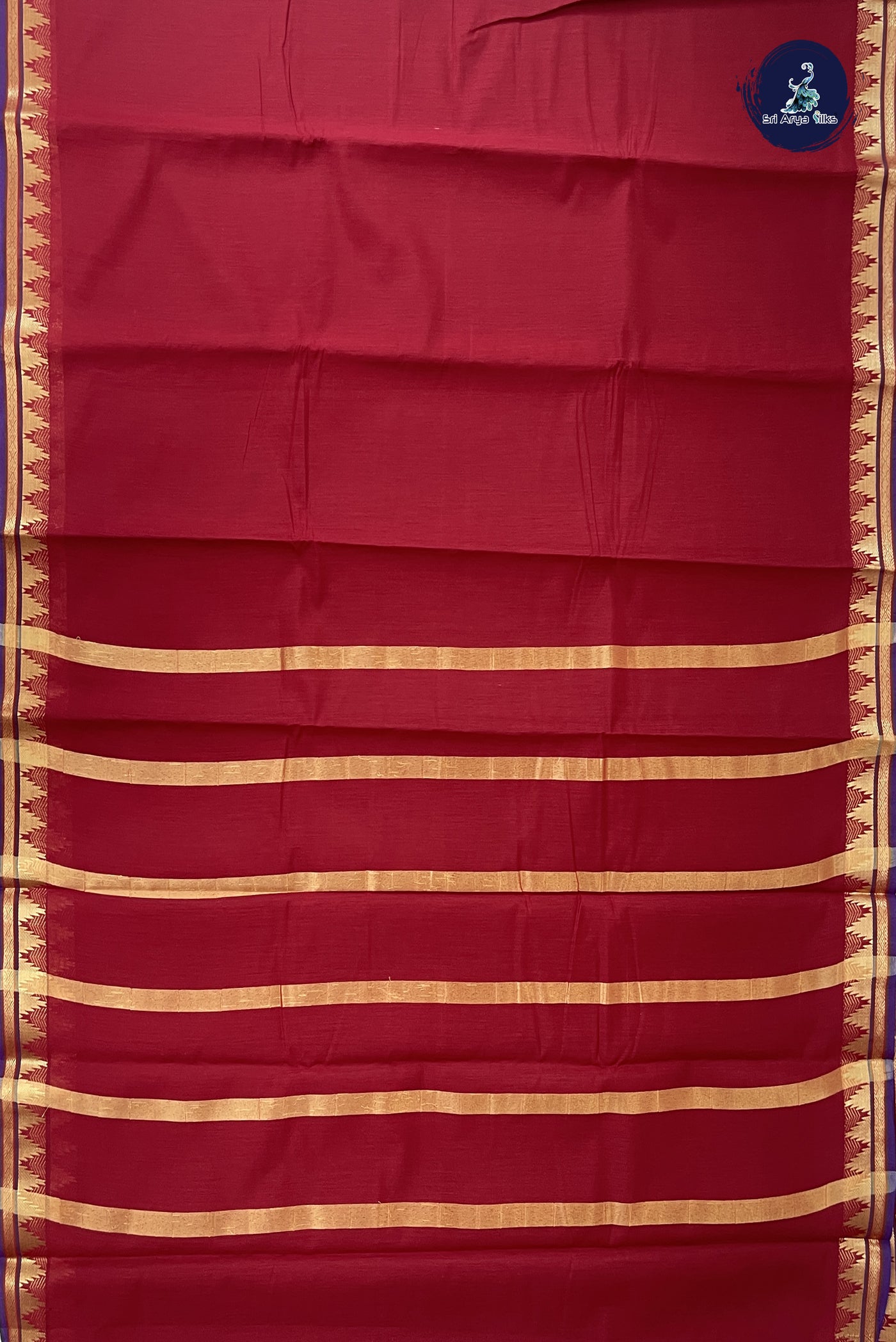 Maroon Budget Semi Silk Cotton Saree With Plain Pattern