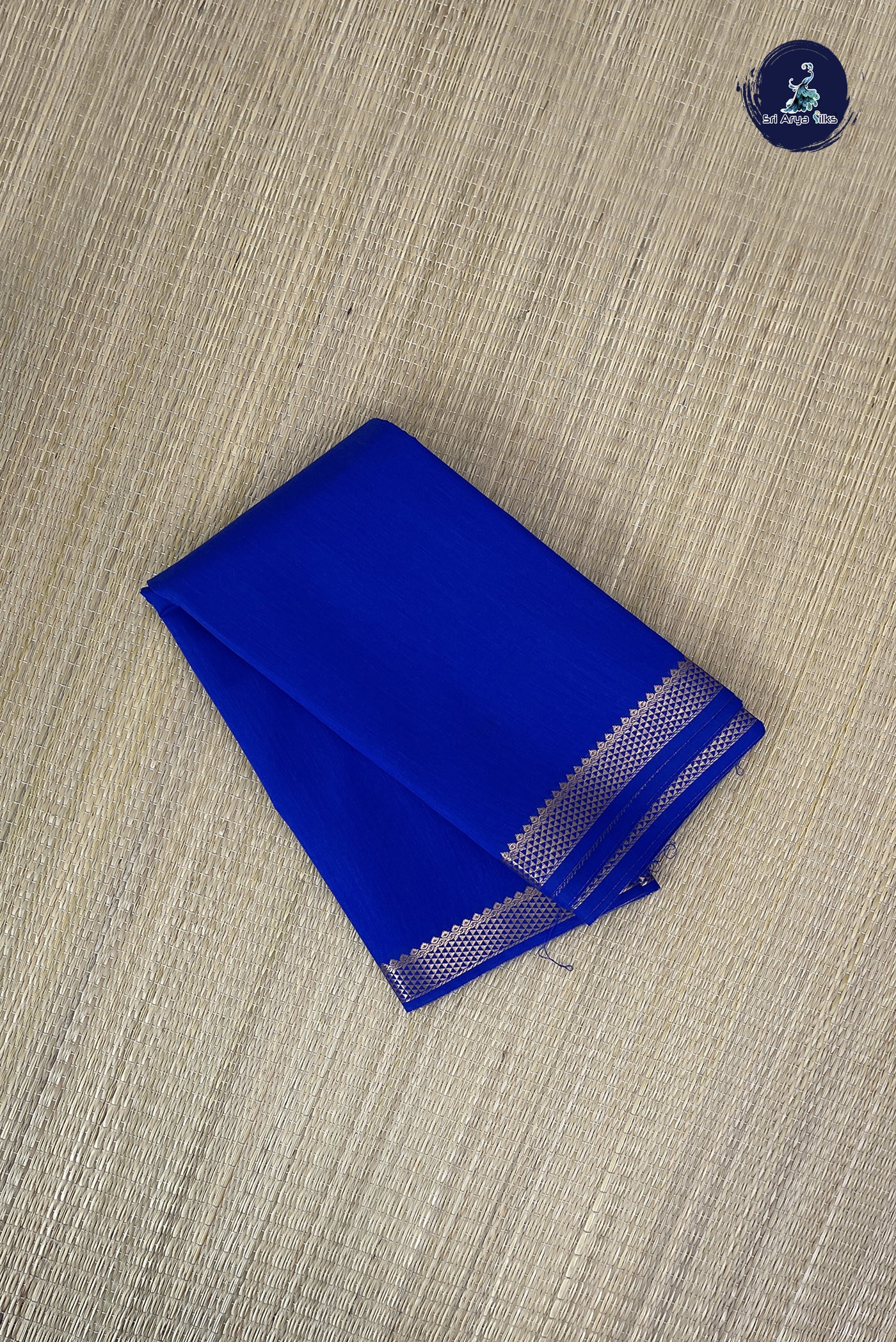MS Blue Budget Semi Silk Cotton Saree With Plain Pattern