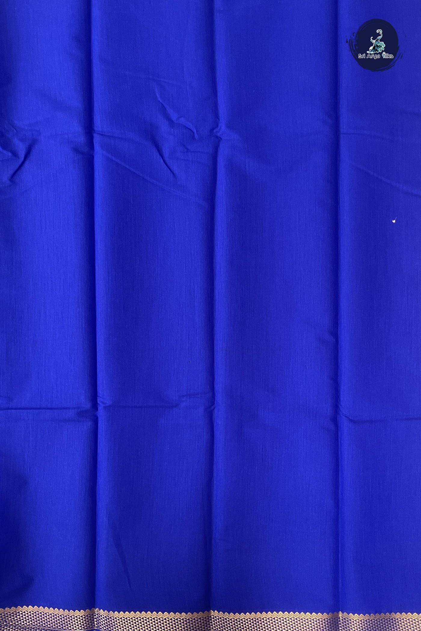 MS Blue Budget Semi Silk Cotton Saree With Plain Pattern