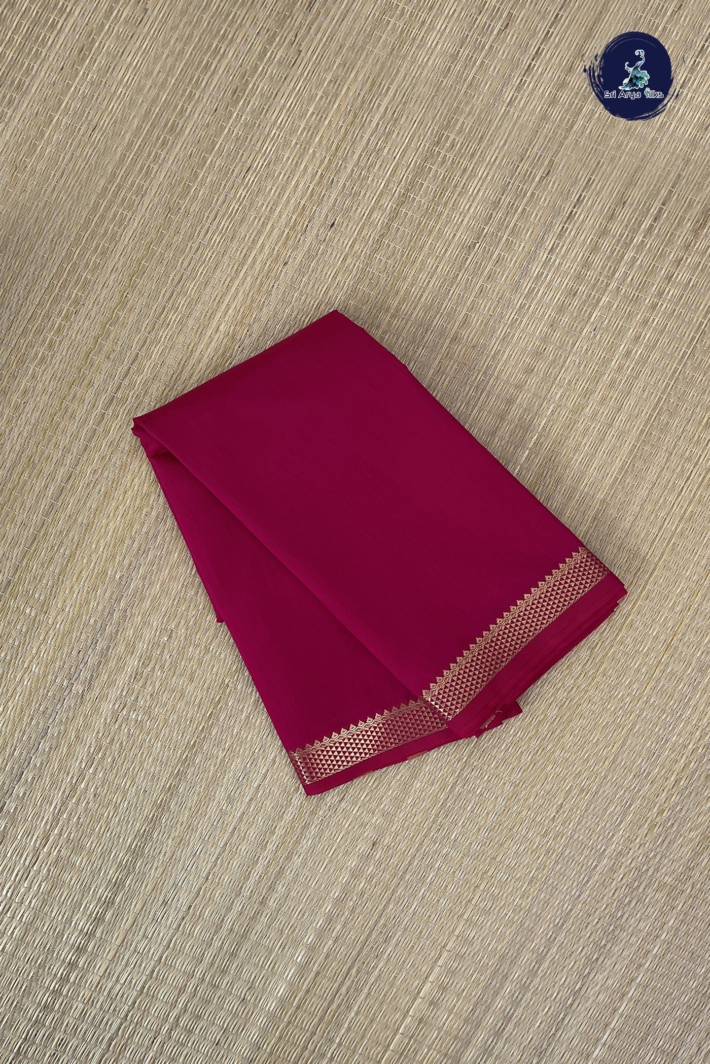 Dark Pink Budget Semi Silk Cotton Saree With Plain Pattern