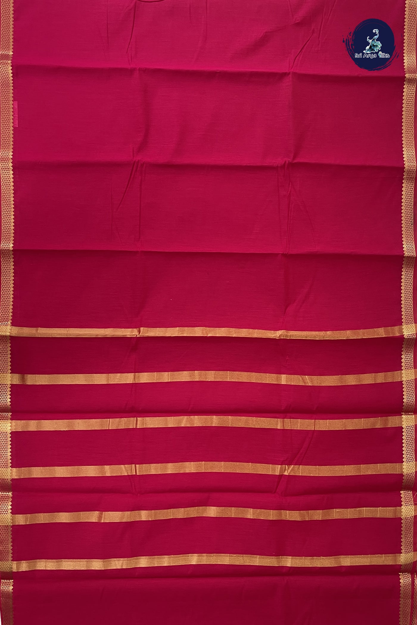 Dark Pink Budget Semi Silk Cotton Saree With Plain Pattern