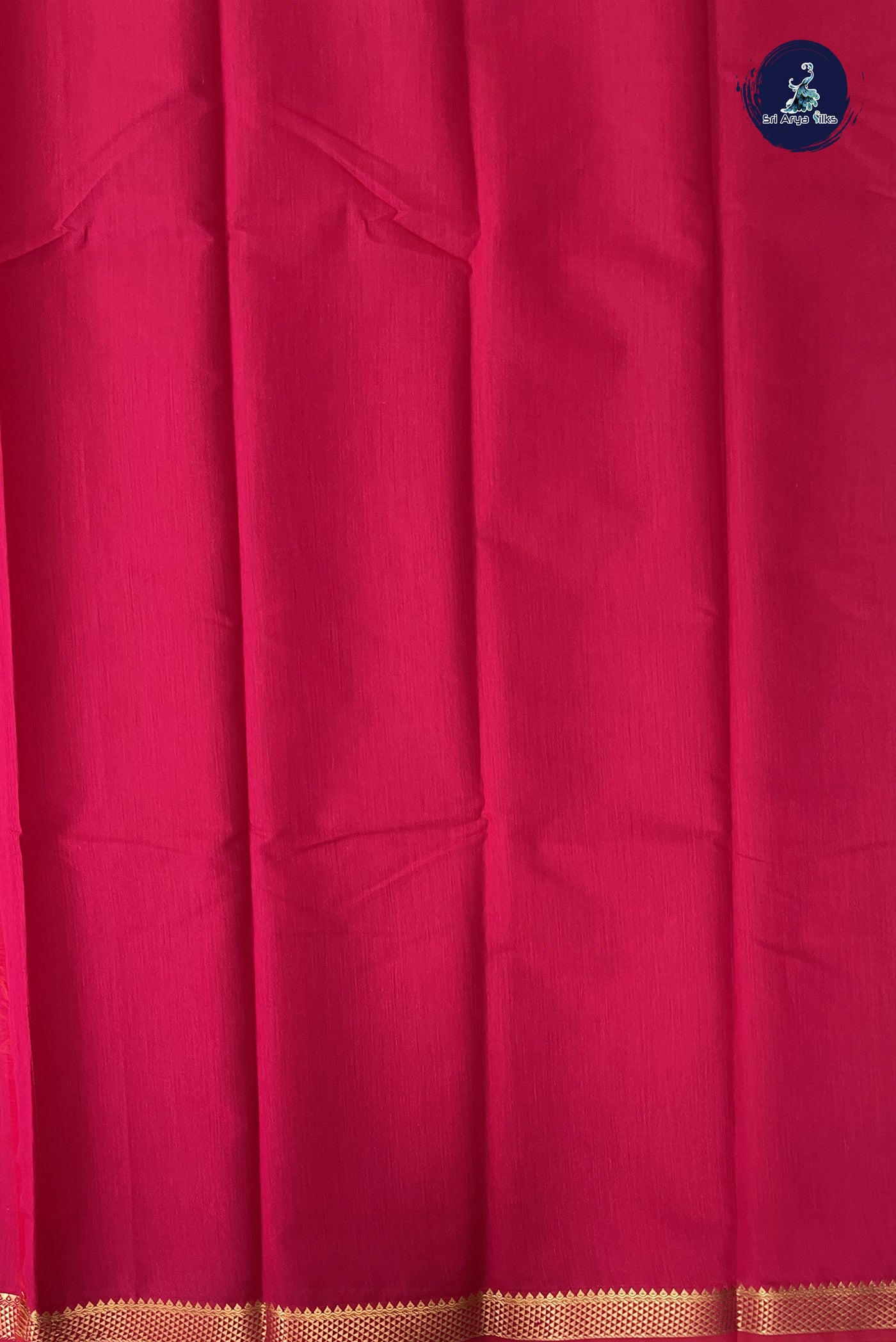 Dark Pink Budget Semi Silk Cotton Saree With Plain Pattern