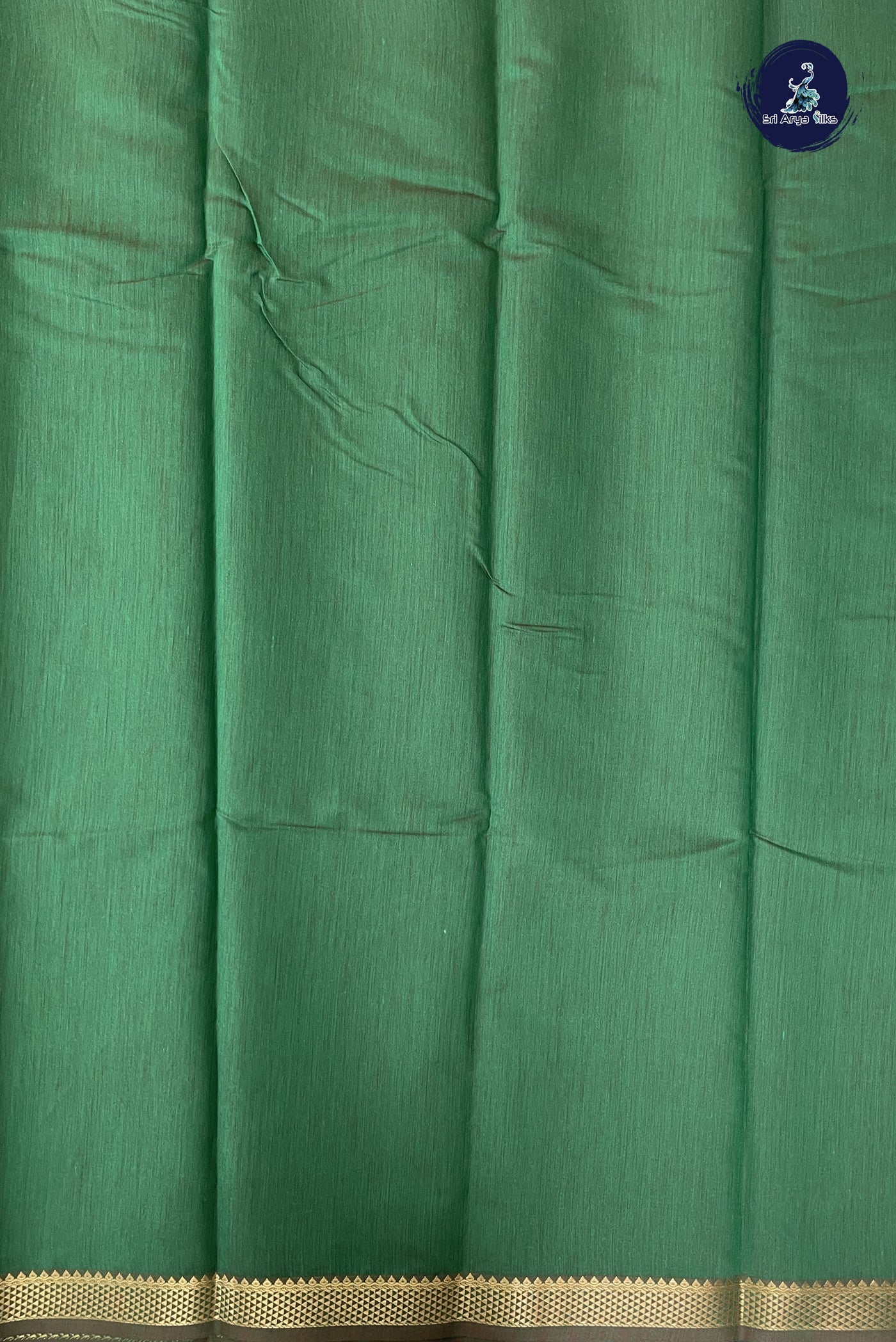 Dual Tone Green Budget Semi Silk Cotton Saree With Checked Pattern