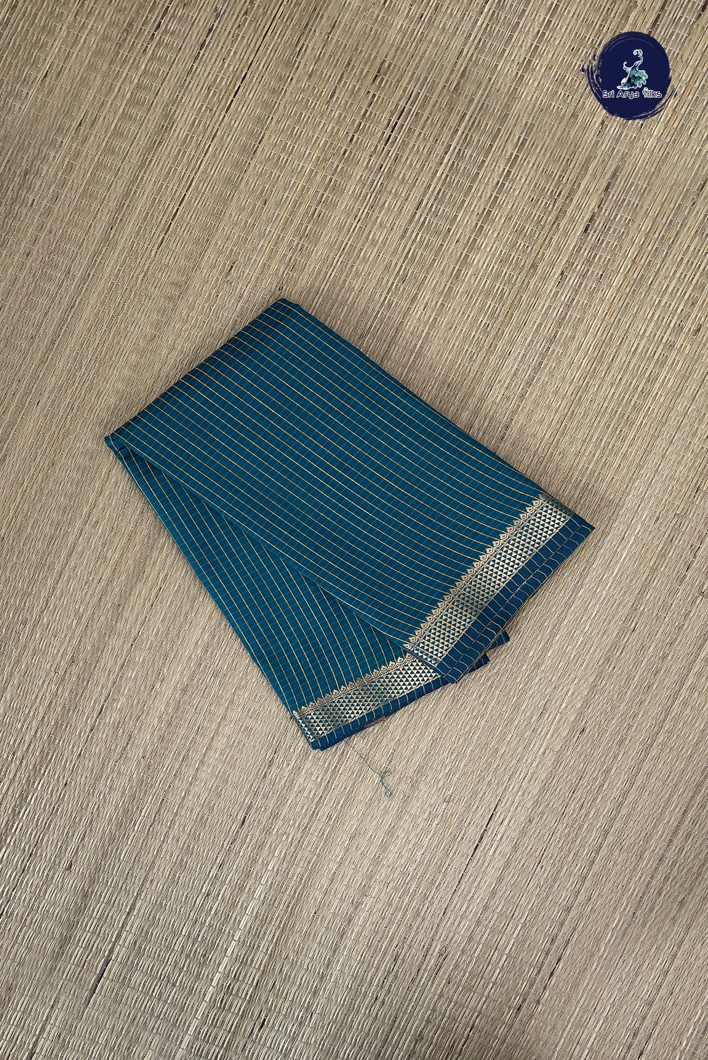 Sapphire Green Budget Semi Silk Cotton Saree With Checked Pattern