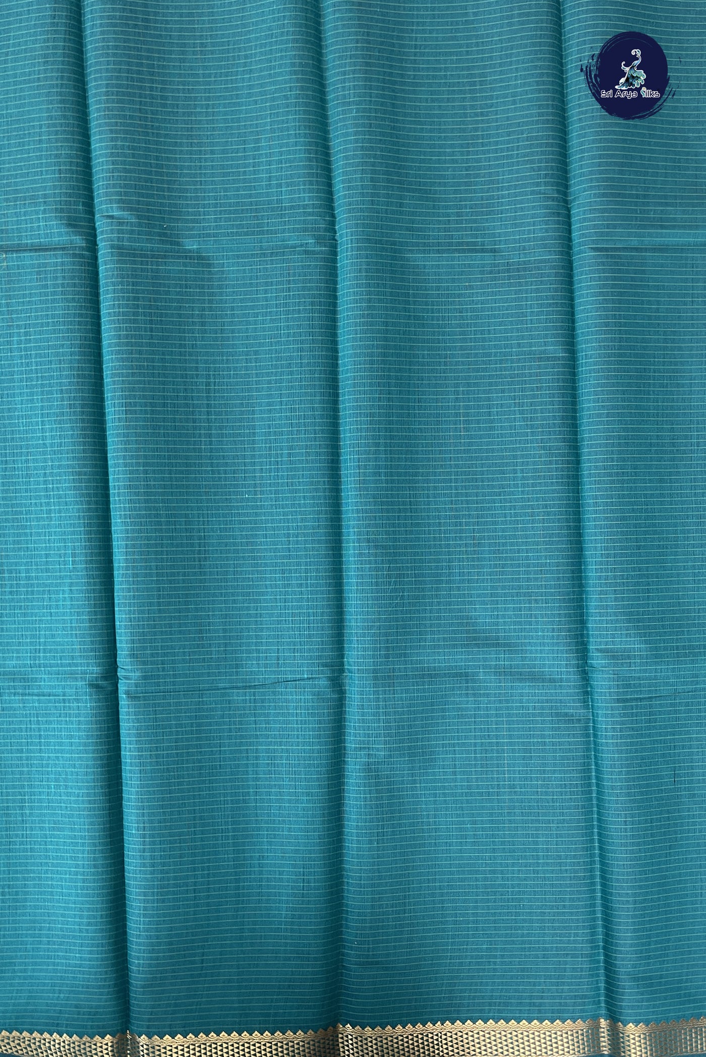 Sapphire Green Budget Semi Silk Cotton Saree With Checked Pattern