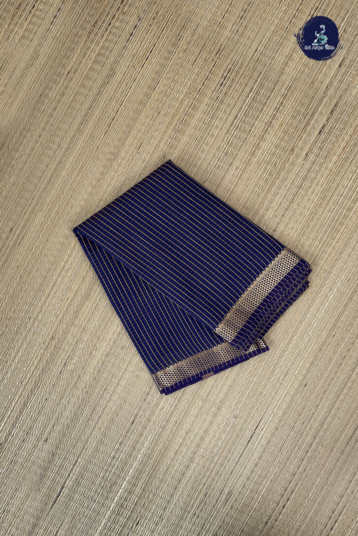 Navy Blue Budget Semi Silk Cotton Saree With Checked Pattern