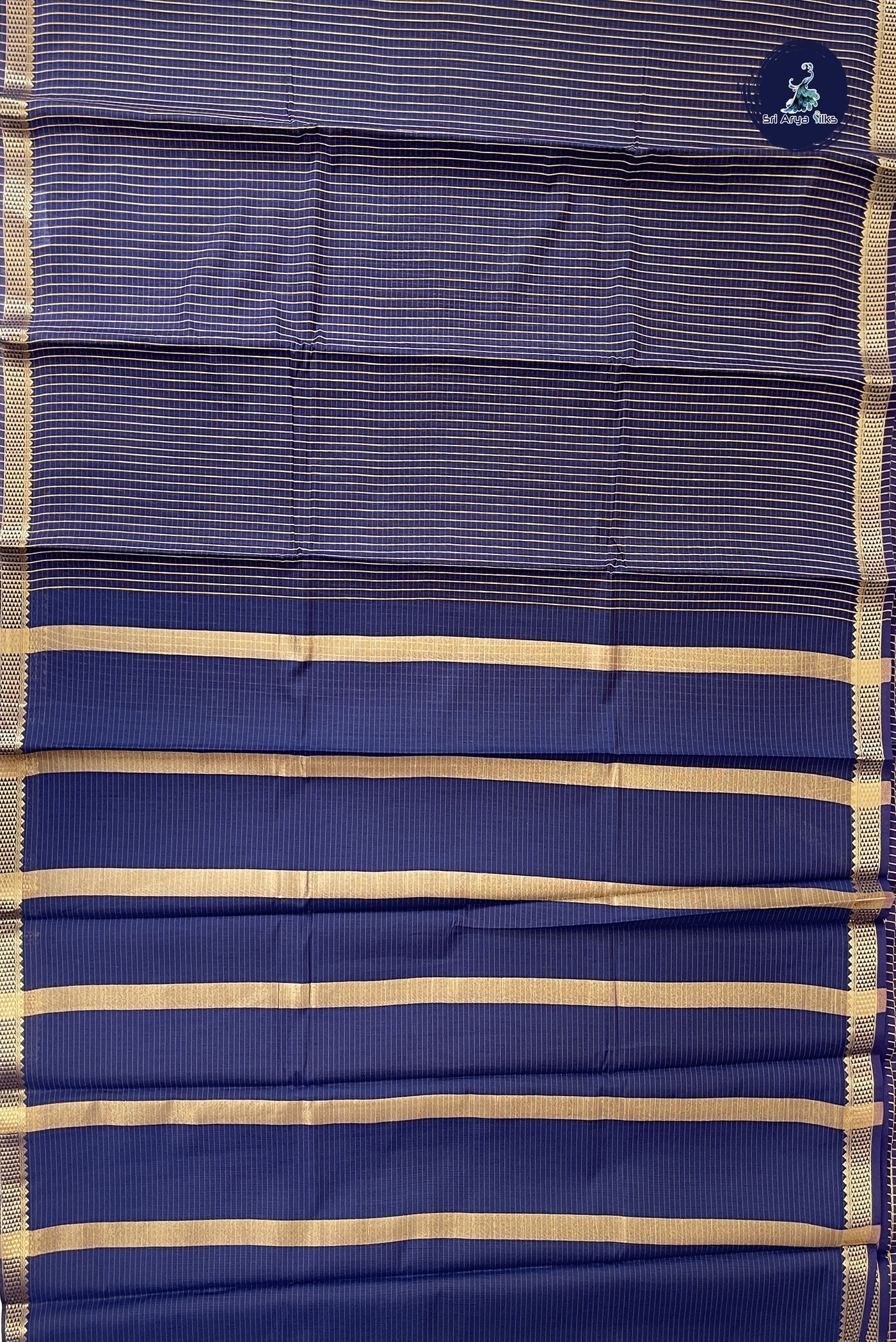 Navy Blue Budget Semi Silk Cotton Saree With Checked Pattern