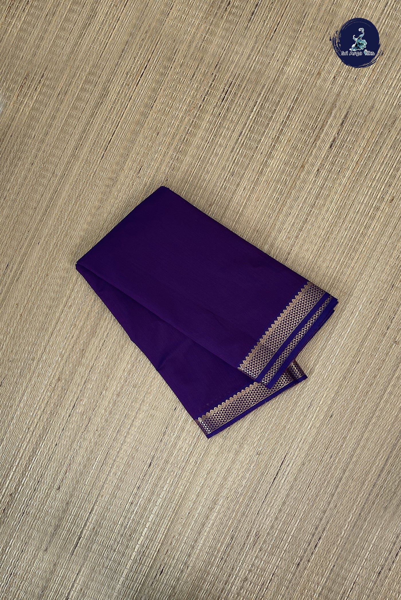 Violet Budget Semi Silk Cotton Saree With Plain Pattern