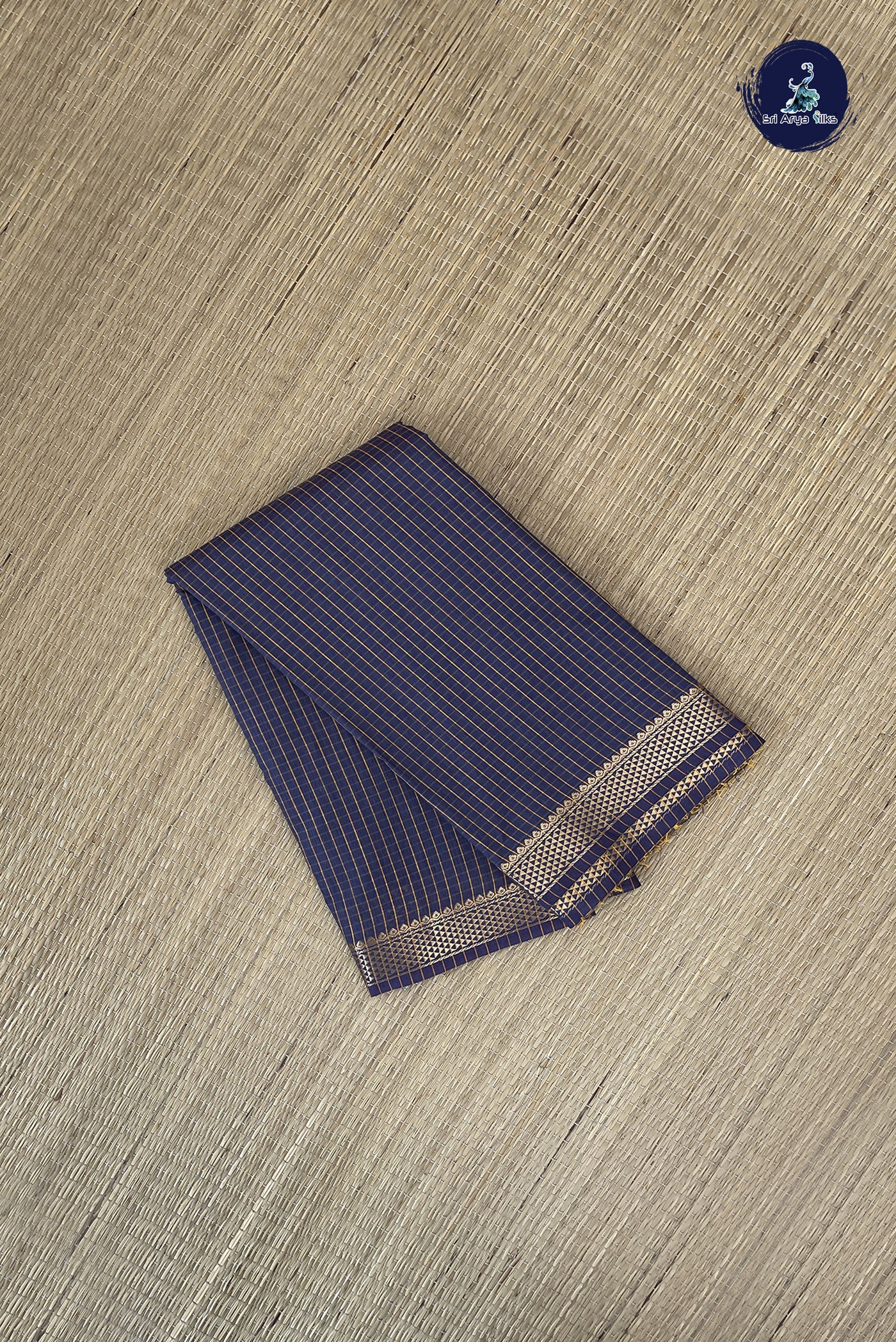 Bluish Grey Budget Semi Silk Cotton Saree With Checked Pattern