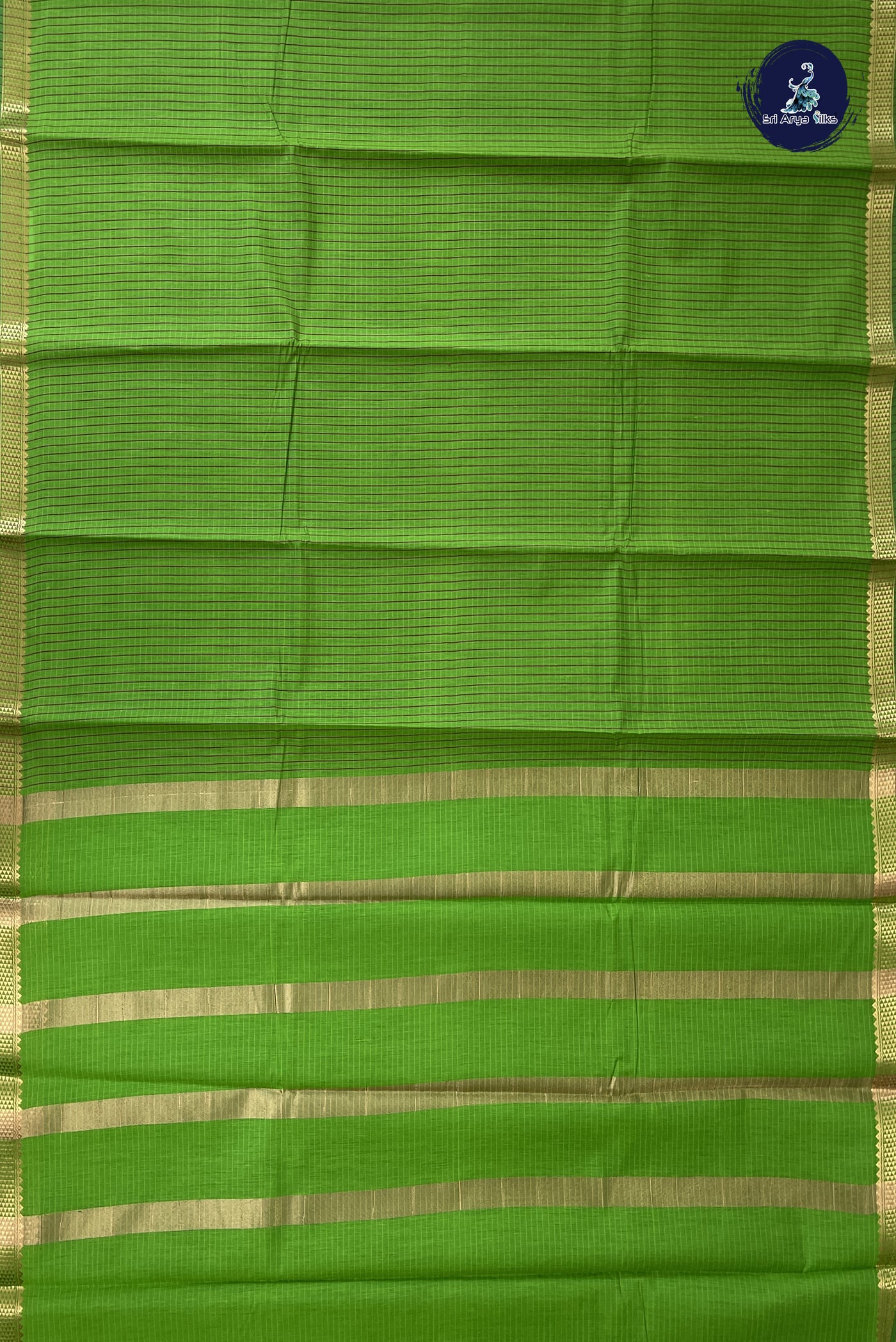 Light Green Budget Semi Silk Cotton Saree With Checked Pattern