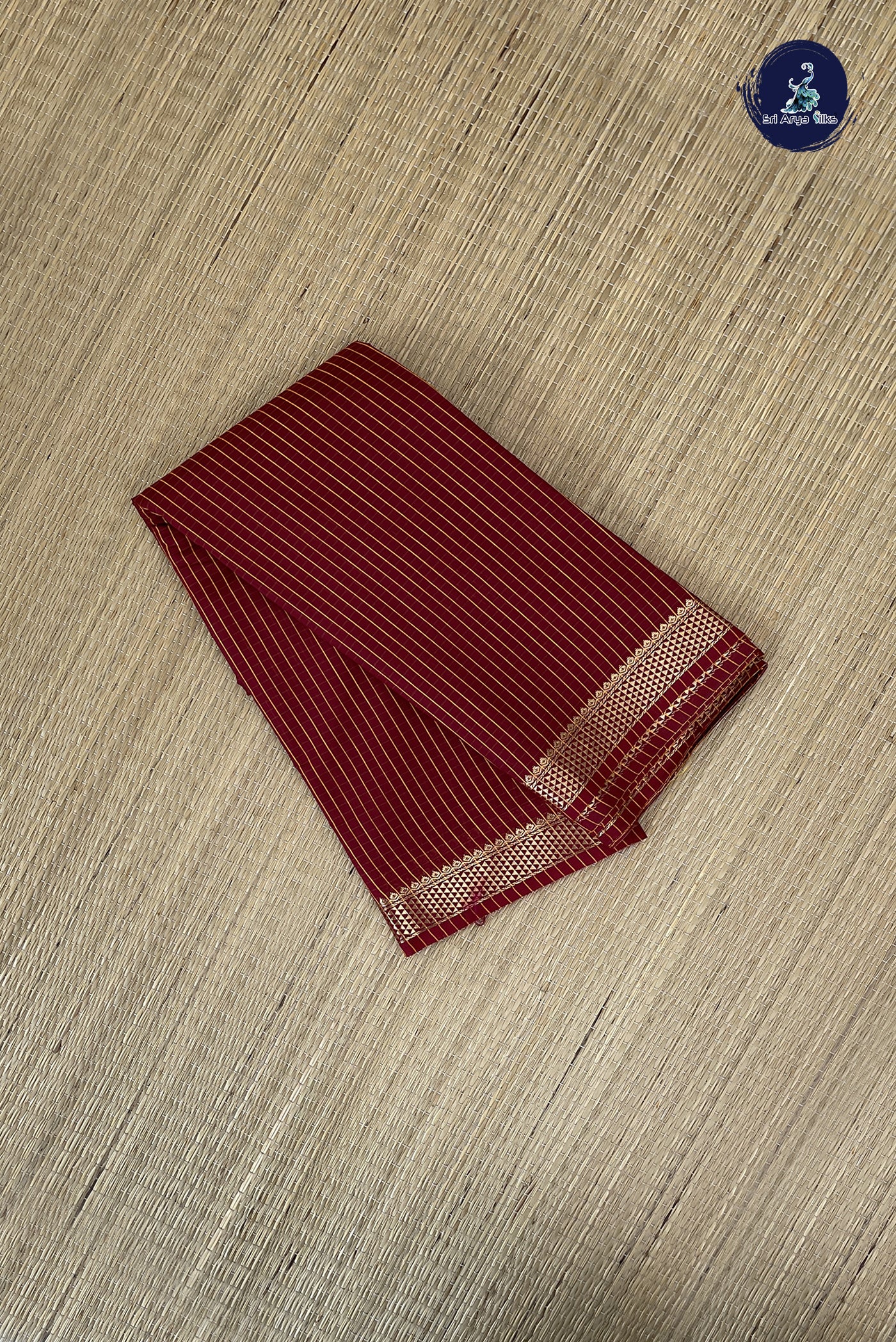 Maroon Budget Semi Silk Cotton Saree With Checked Pattern