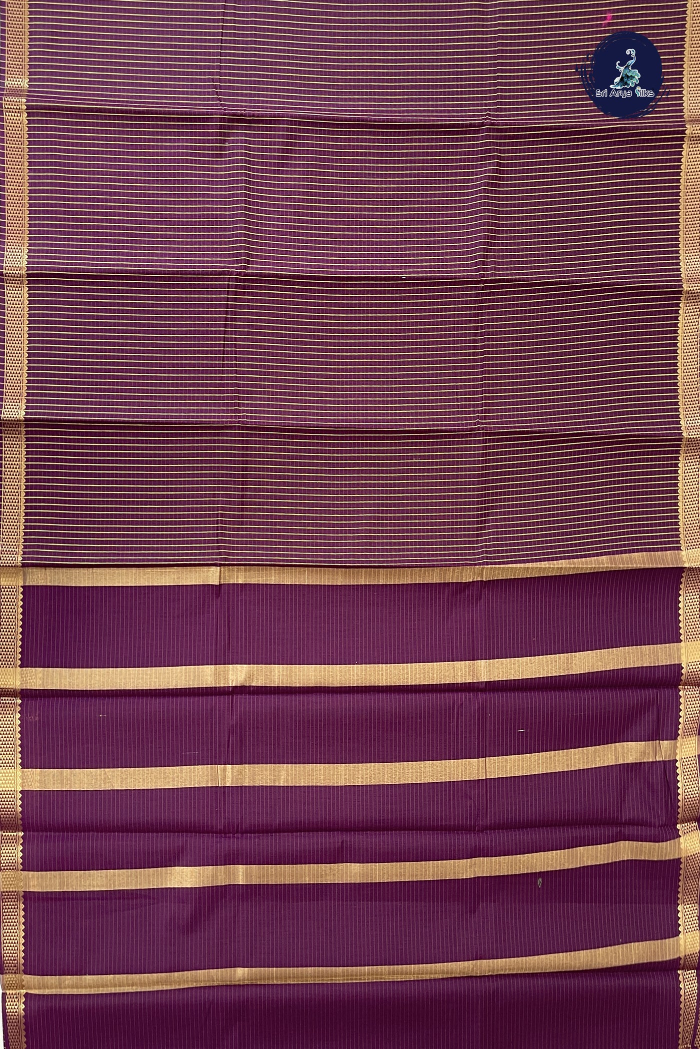Dark Brinjal Budget Semi Silk Cotton Saree With Checked Pattern