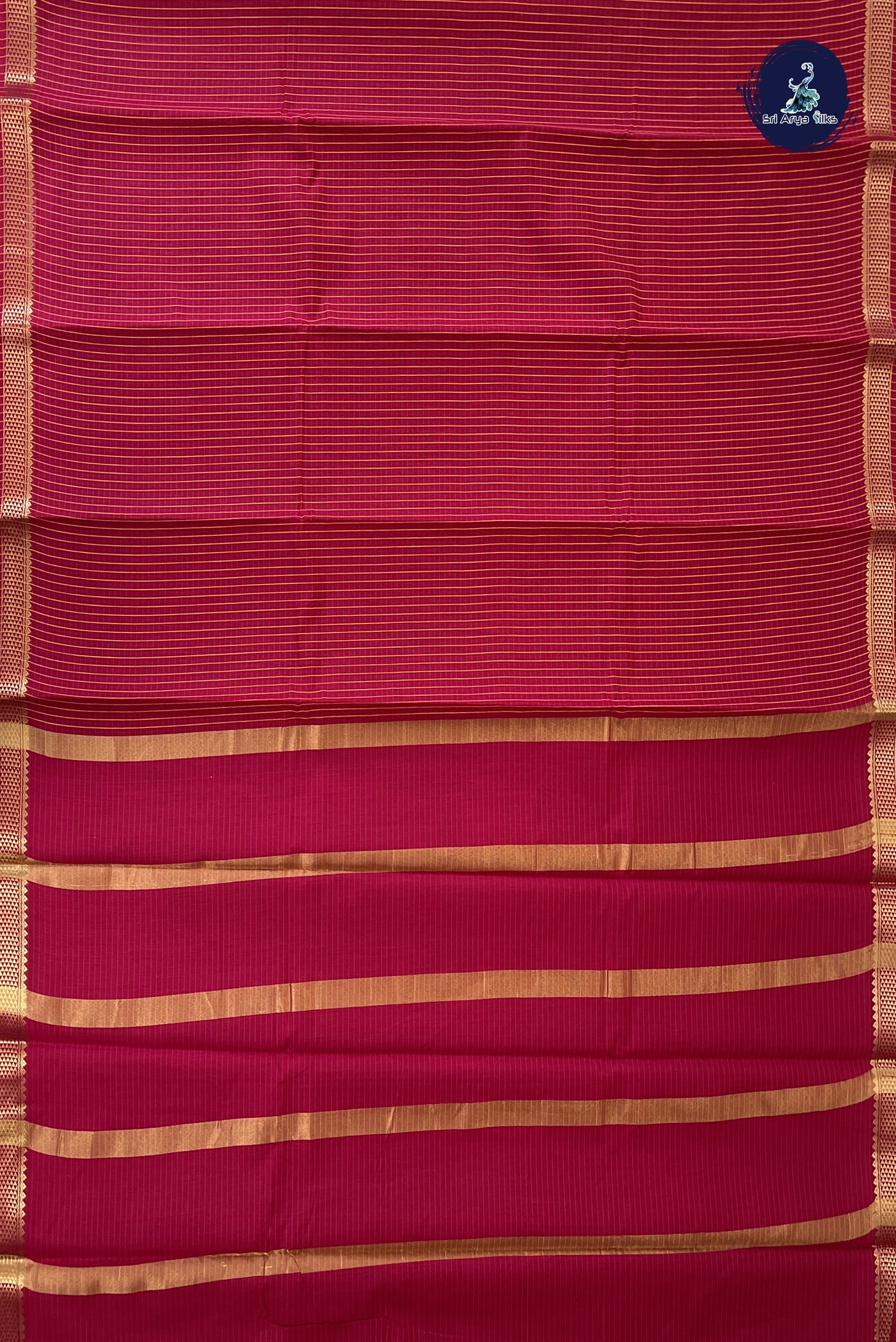 Dark Pink Budget Semi Silk Cotton Saree With Checked Pattern