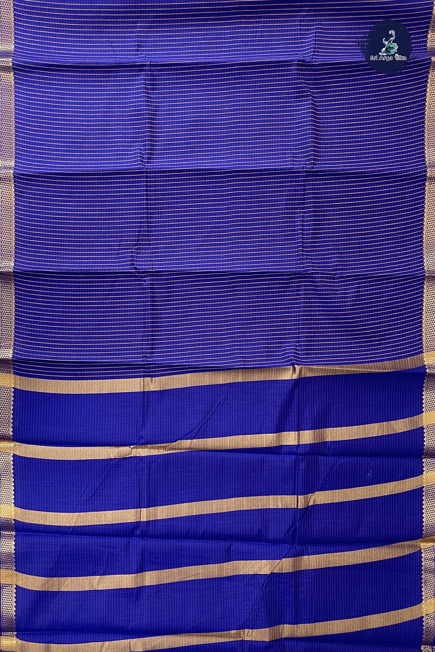 MS Blue Budget Semi Silk Cotton Saree With Checked Pattern