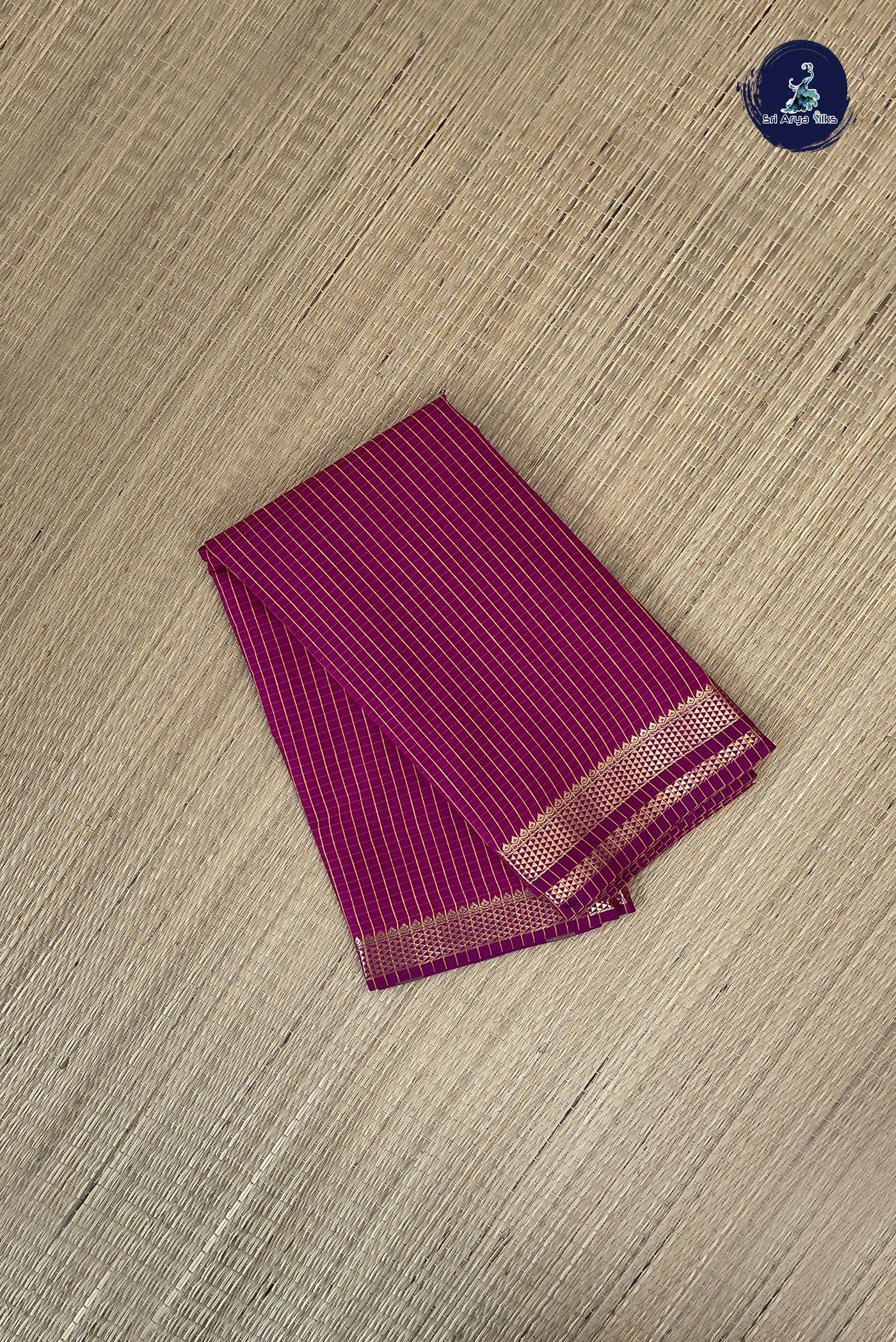 Magenta Budget Semi Silk Cotton Saree With Checked Pattern