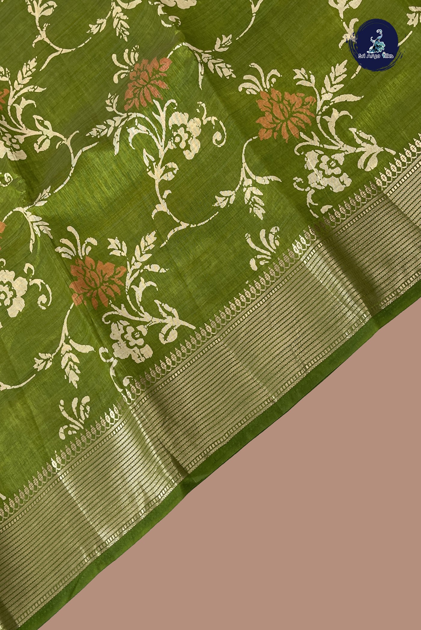 Light Green Semi Tussar Saree With Printed Pattern