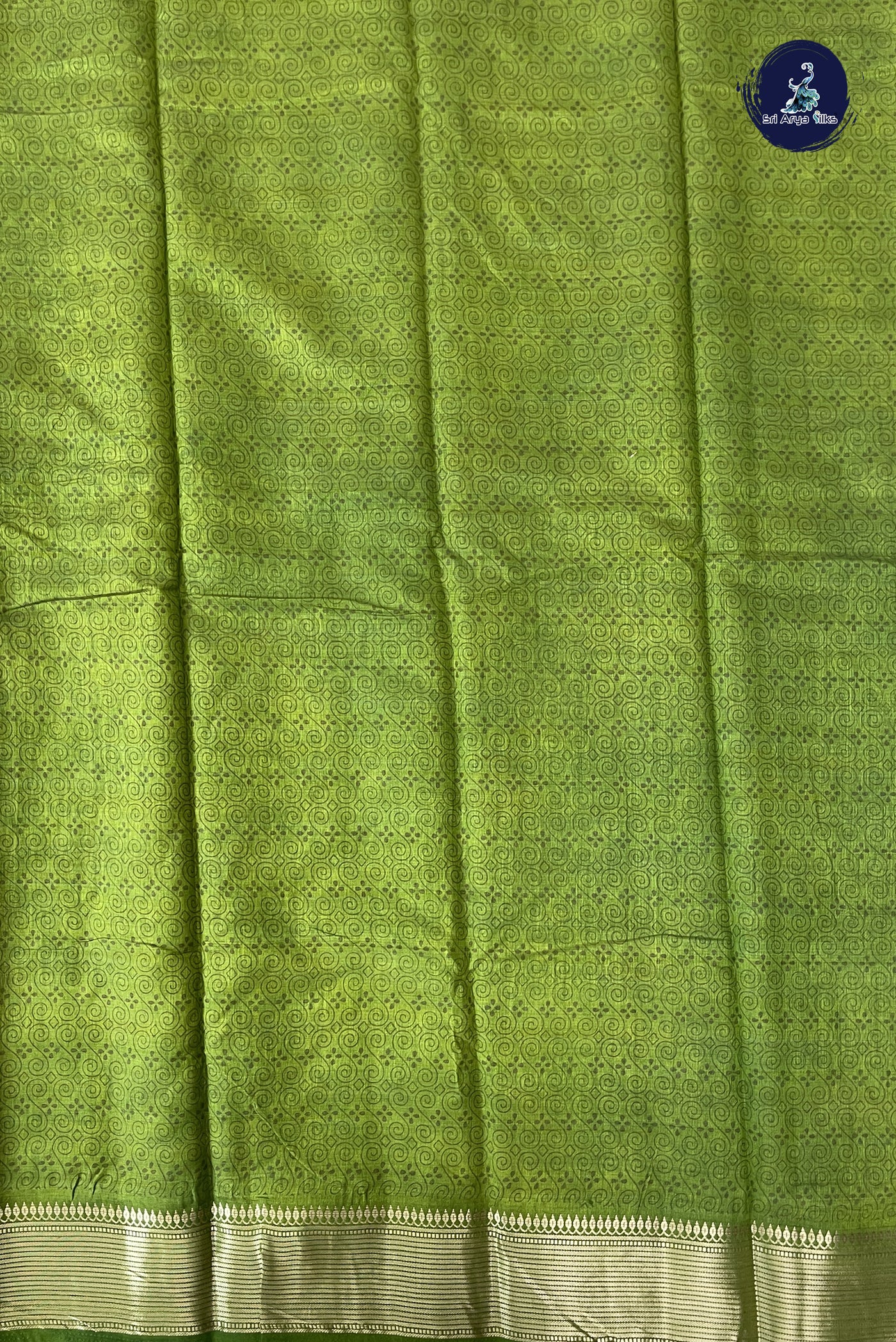 Light Green Semi Tussar Saree With Printed Pattern
