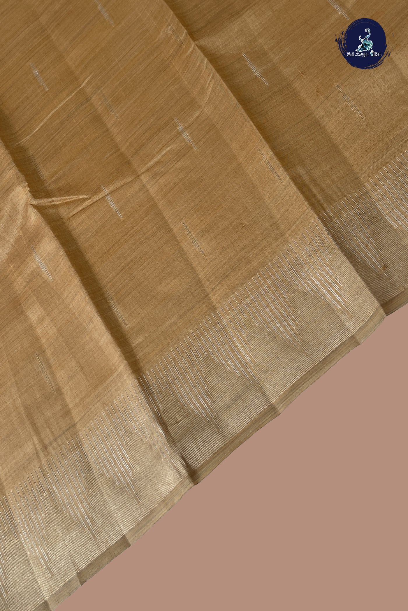Beige Semi Tussar Saree With Zari Buttas Pattern