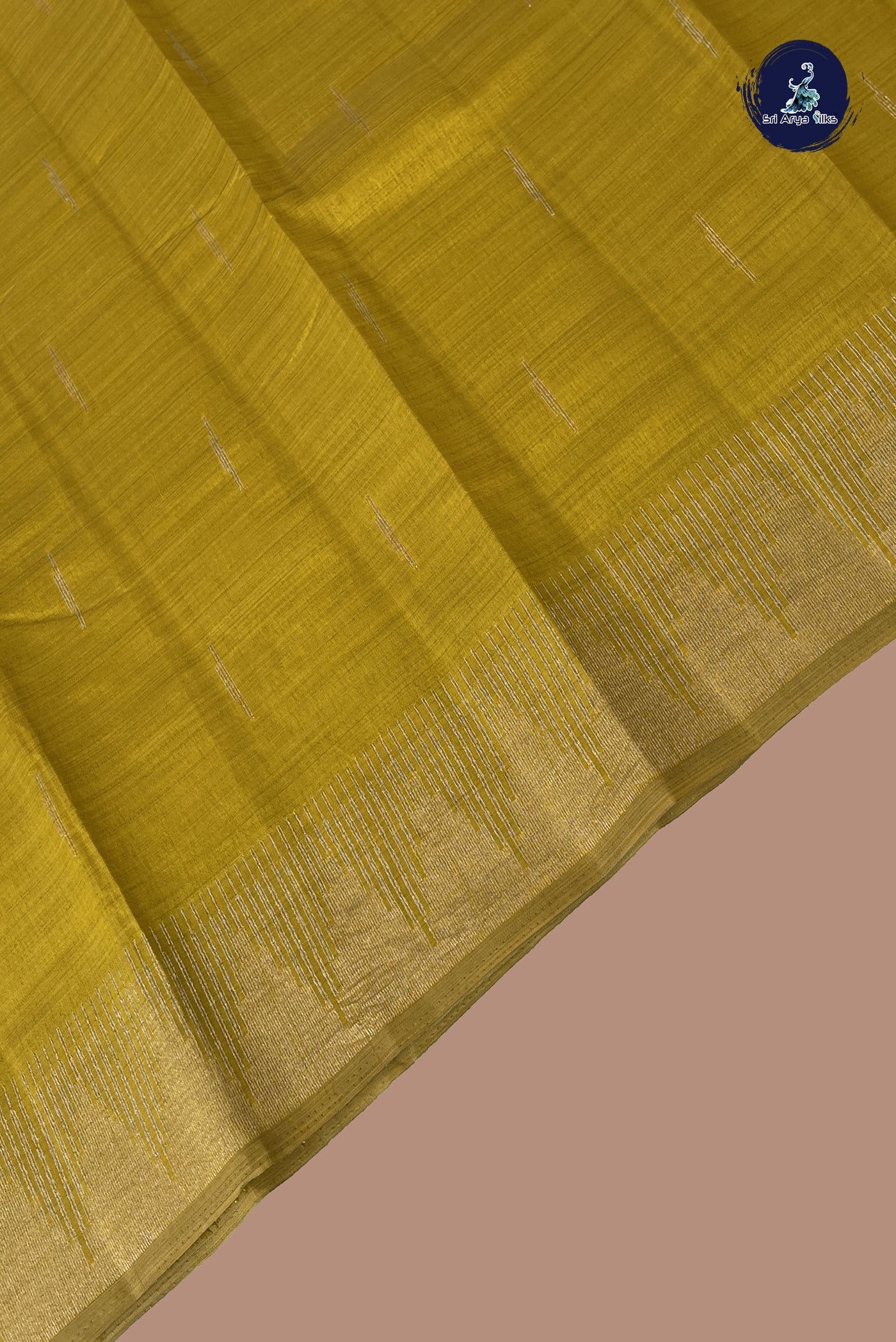 Yellow Semi Tussar Saree With Zari Buttas Pattern