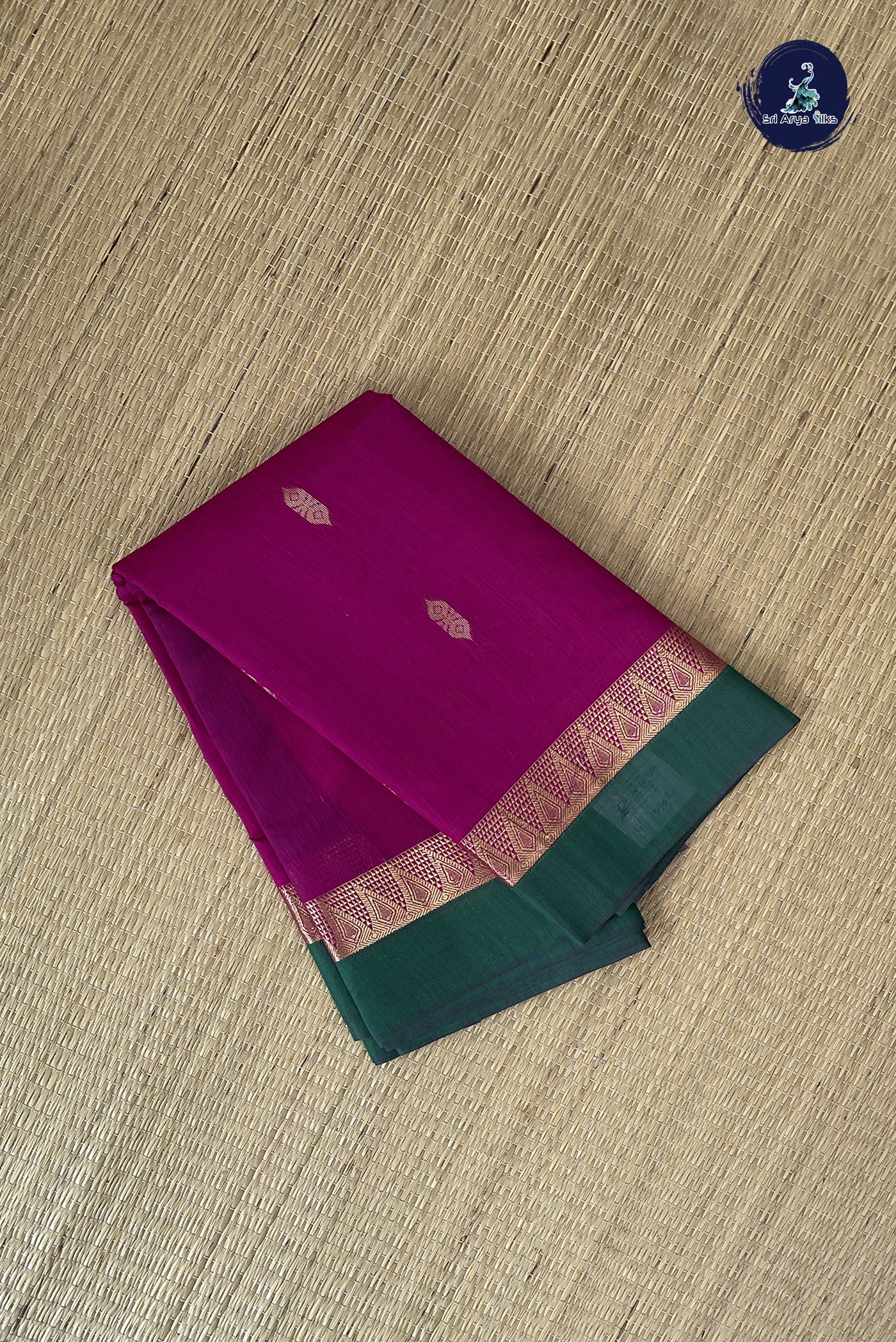 Magenta Pink Budget Semi Silk Cotton Saree With Zari Buttas Pattern