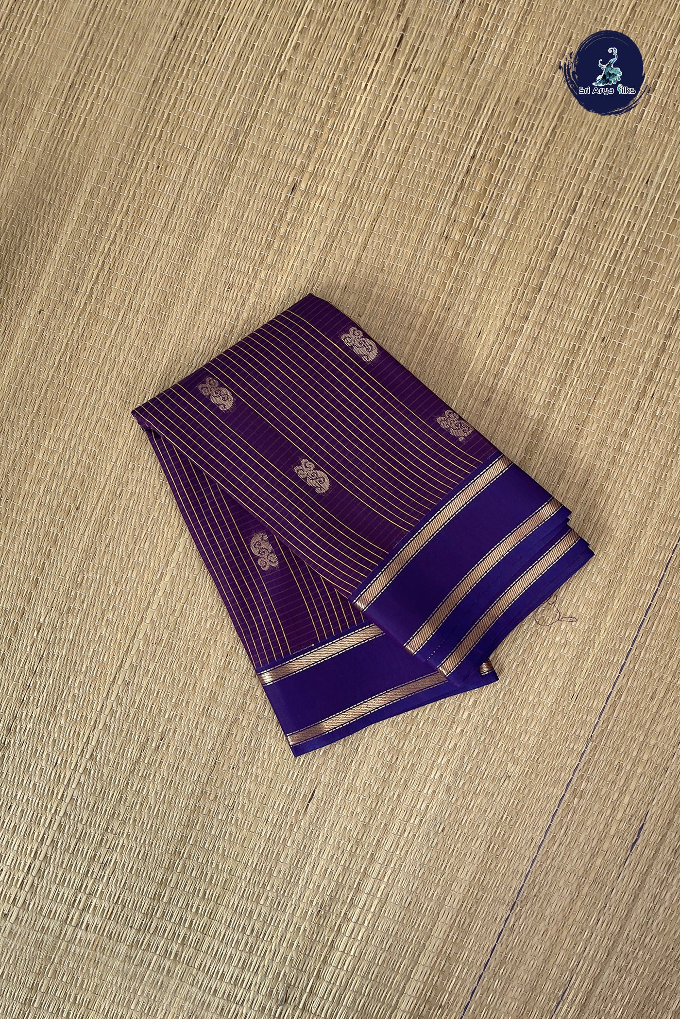 Dark Brinjal Budget Semi Silk Cotton Saree With Checked Pattern