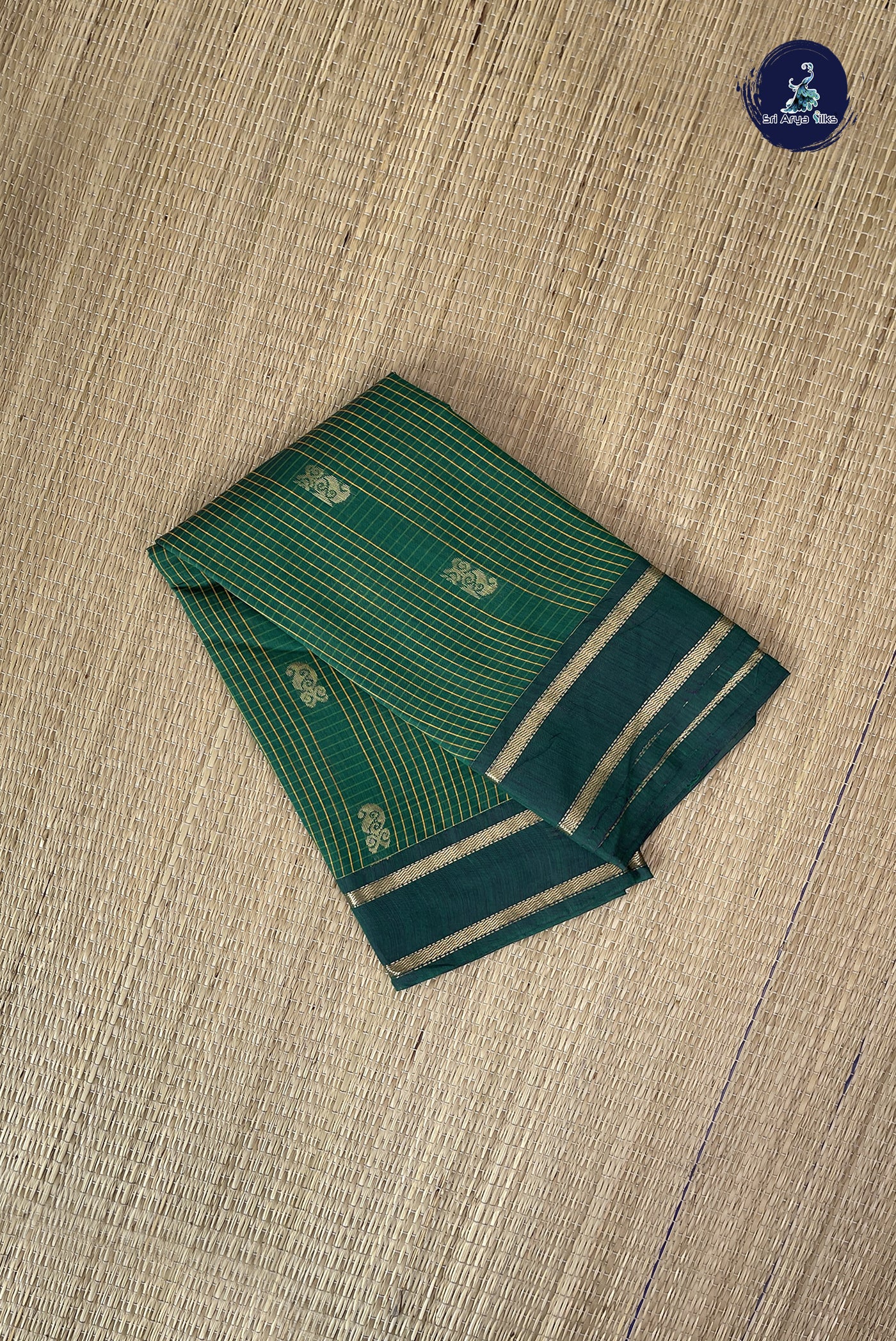 Green Budget Semi Silk Cotton Saree With Checked Pattern