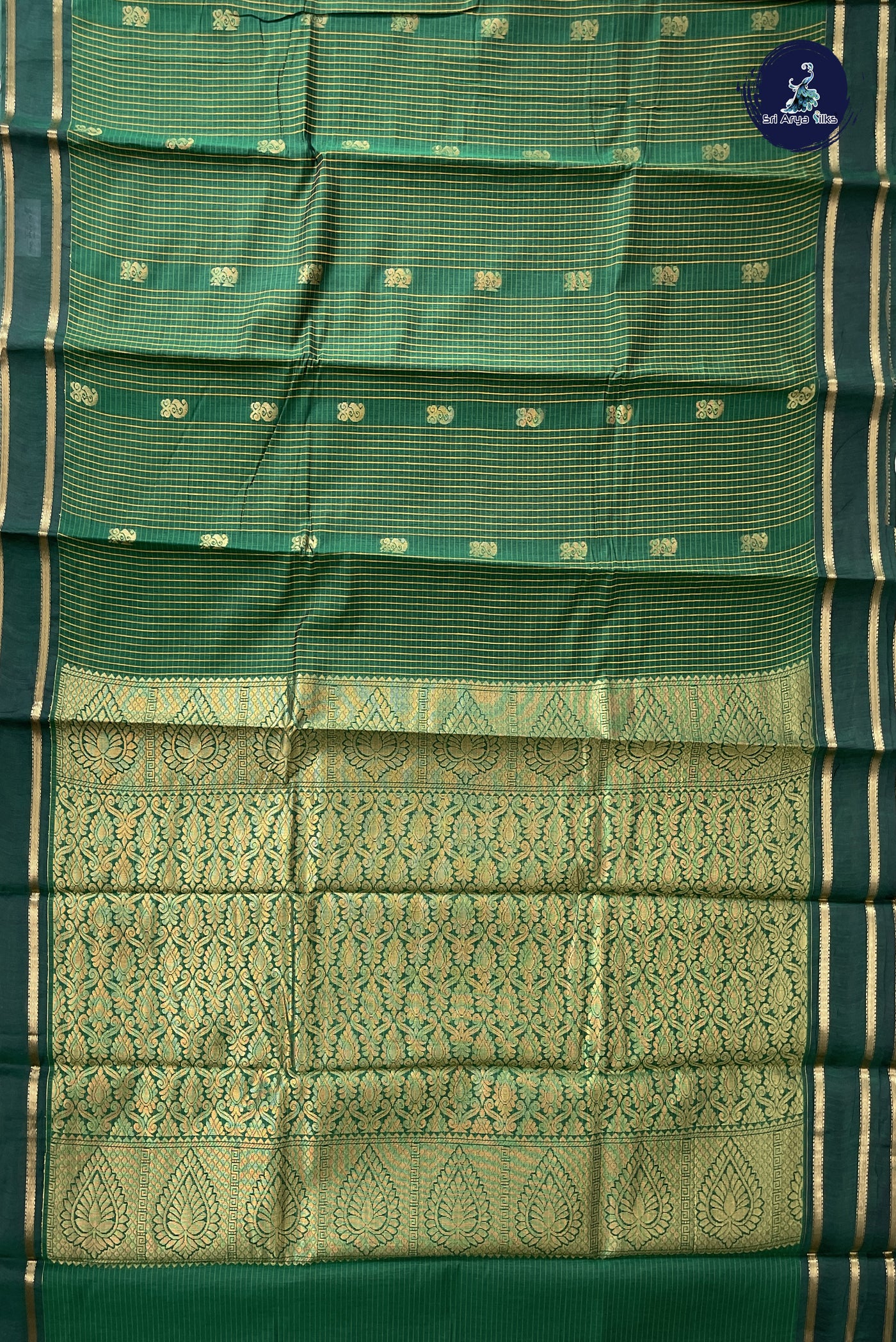 Green Budget Semi Silk Cotton Saree With Checked Pattern