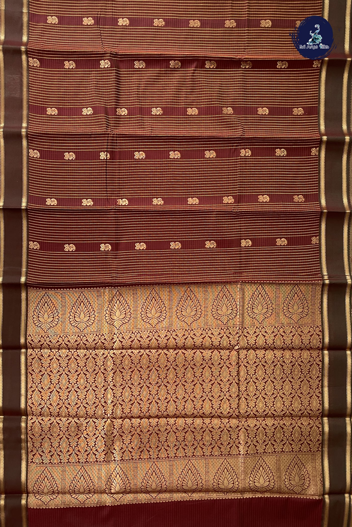 Dual Tone Brown Budget Semi Silk Cotton Saree With Checked Pattern