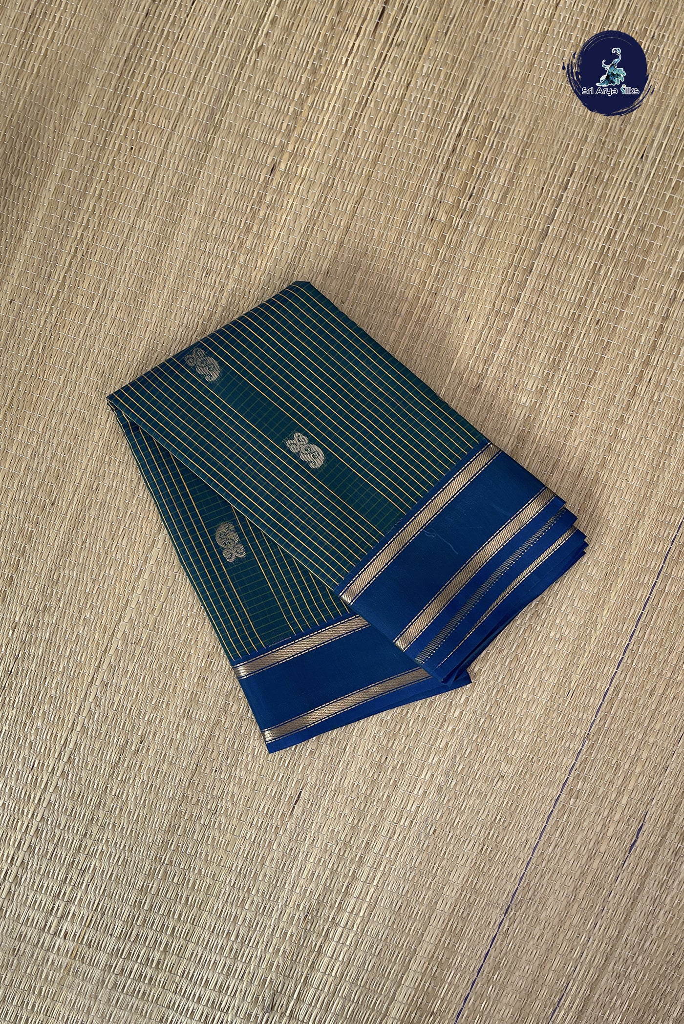Green Budget Semi Silk Cotton Saree With Checked Pattern