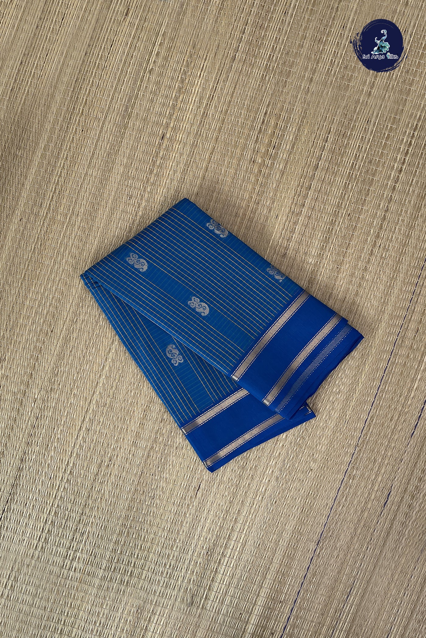 Sapphire Blue Budget Semi Silk Cotton Saree With Checked Pattern