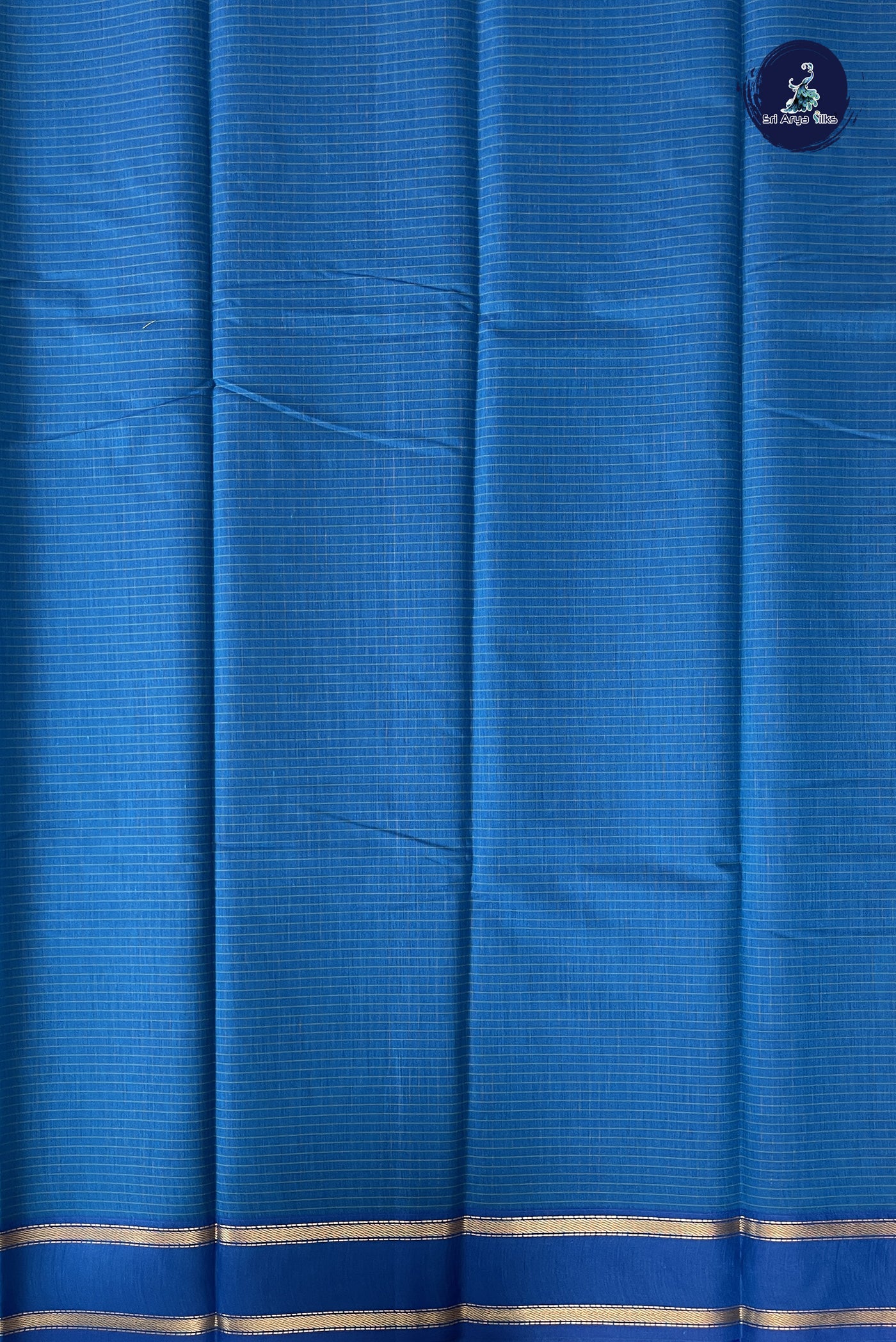 Sapphire Blue Budget Semi Silk Cotton Saree With Checked Pattern