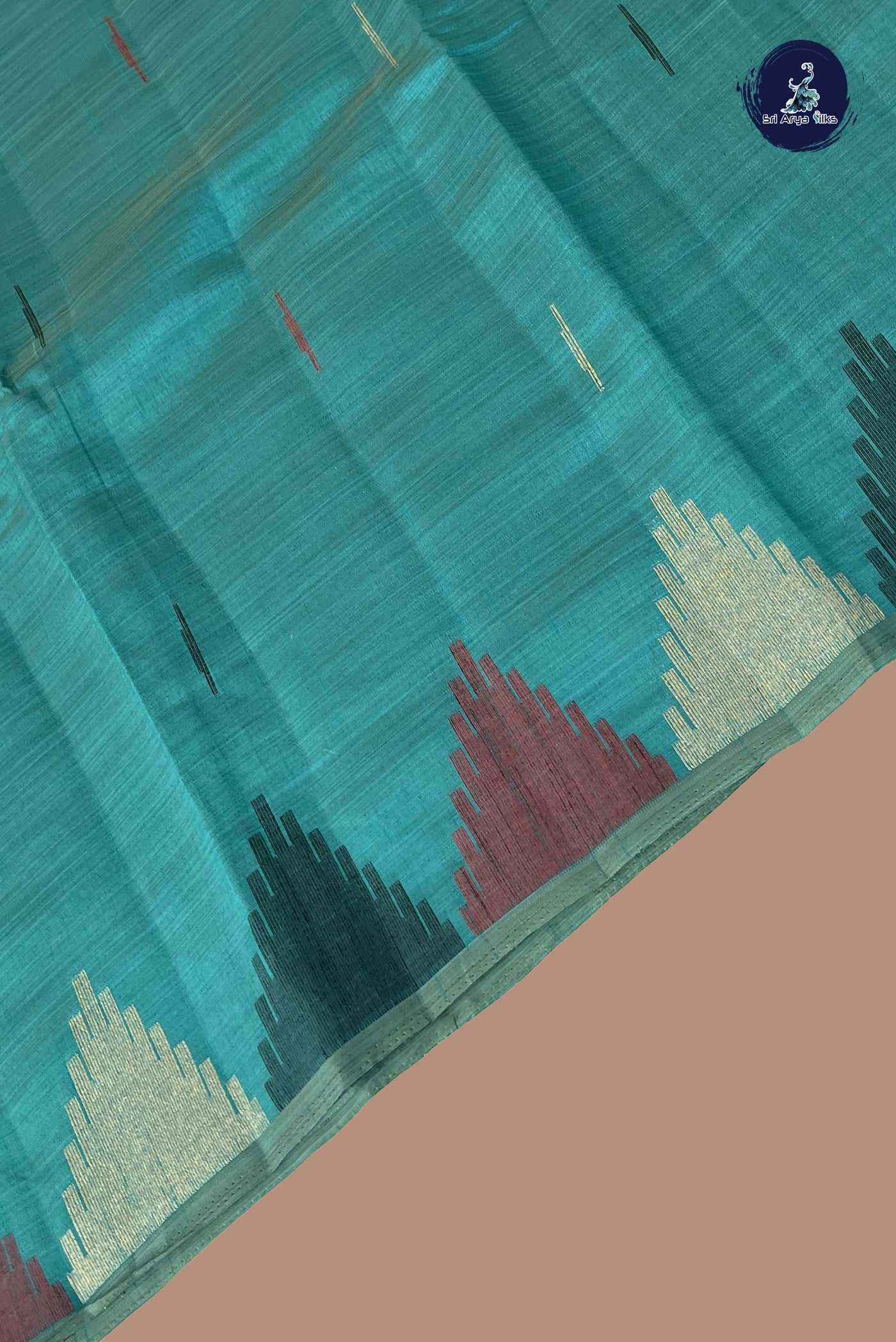 Teal Semi Tussar Saree With Buttas Pattern