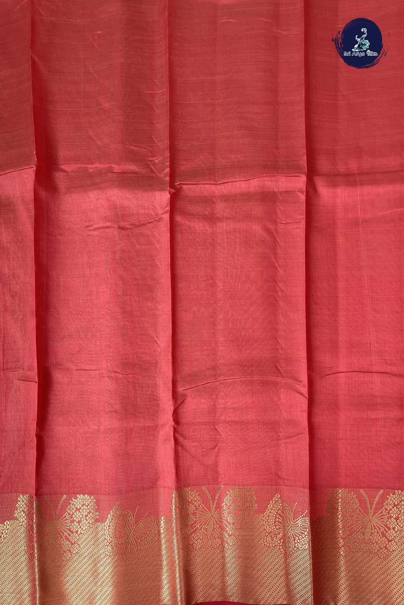 Red Semi Tussar Saree With Plain Pattern