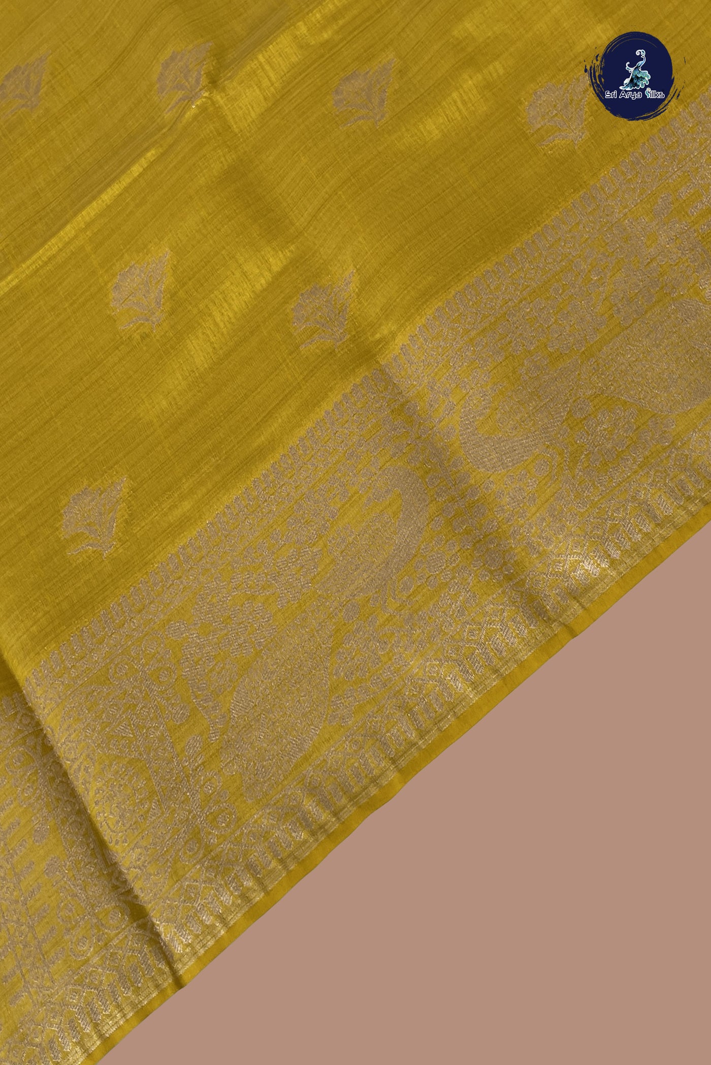 Yellow Semi Tussar Saree With Zari Buttas Pattern