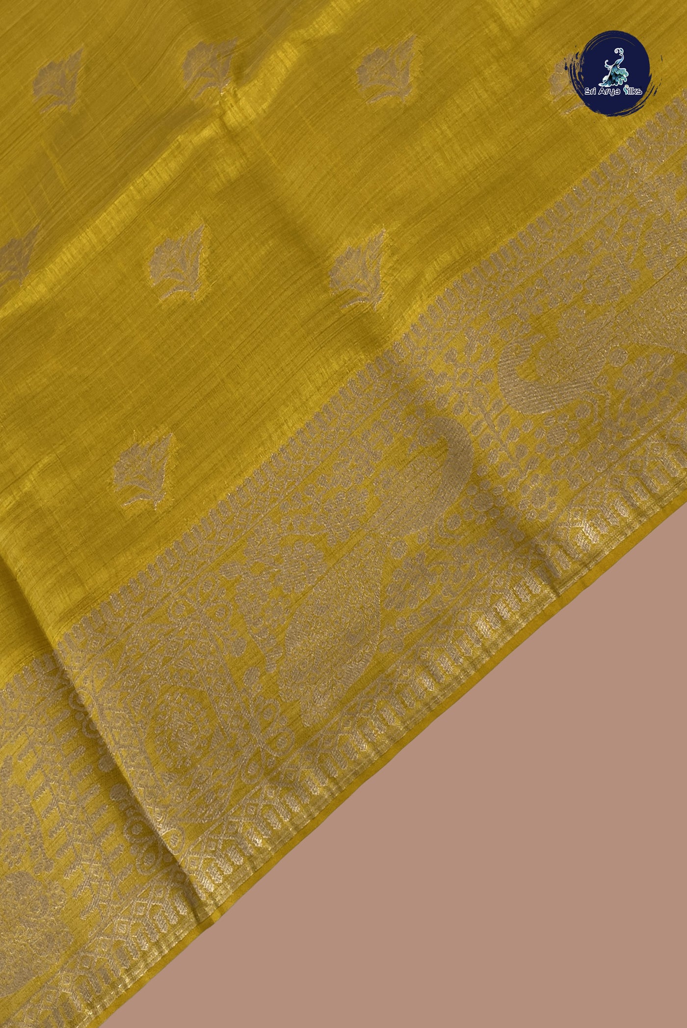 Yellow Semi Tussar Saree With Zari Buttas Pattern