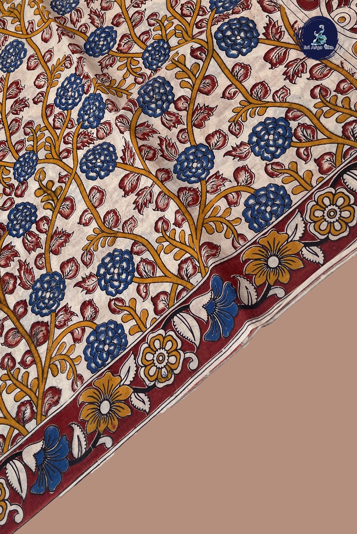 Off White Semi Silk Saree With Pichwai Print Pattern