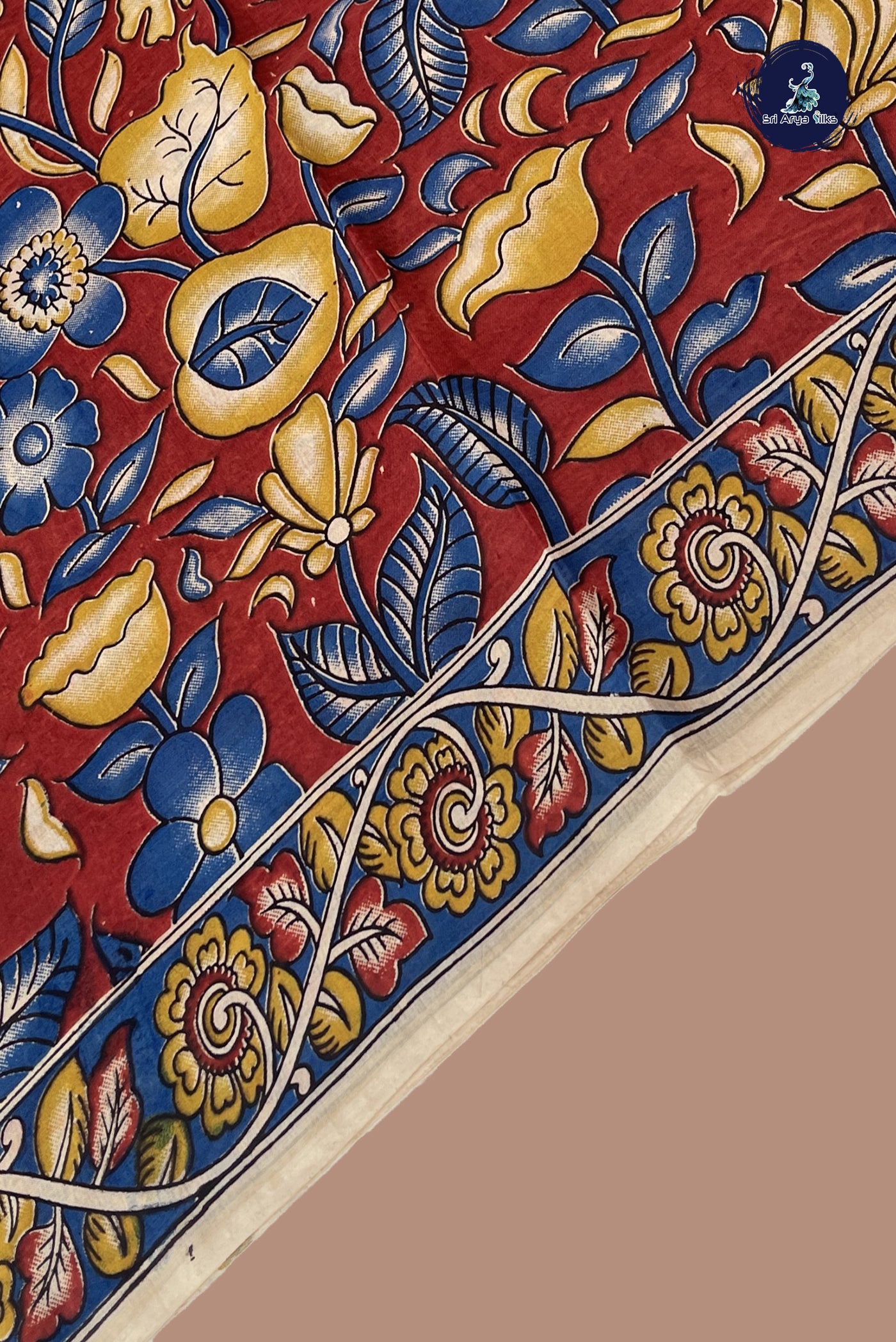 Maroon Semi Silk Saree With Pichwai Print Pattern