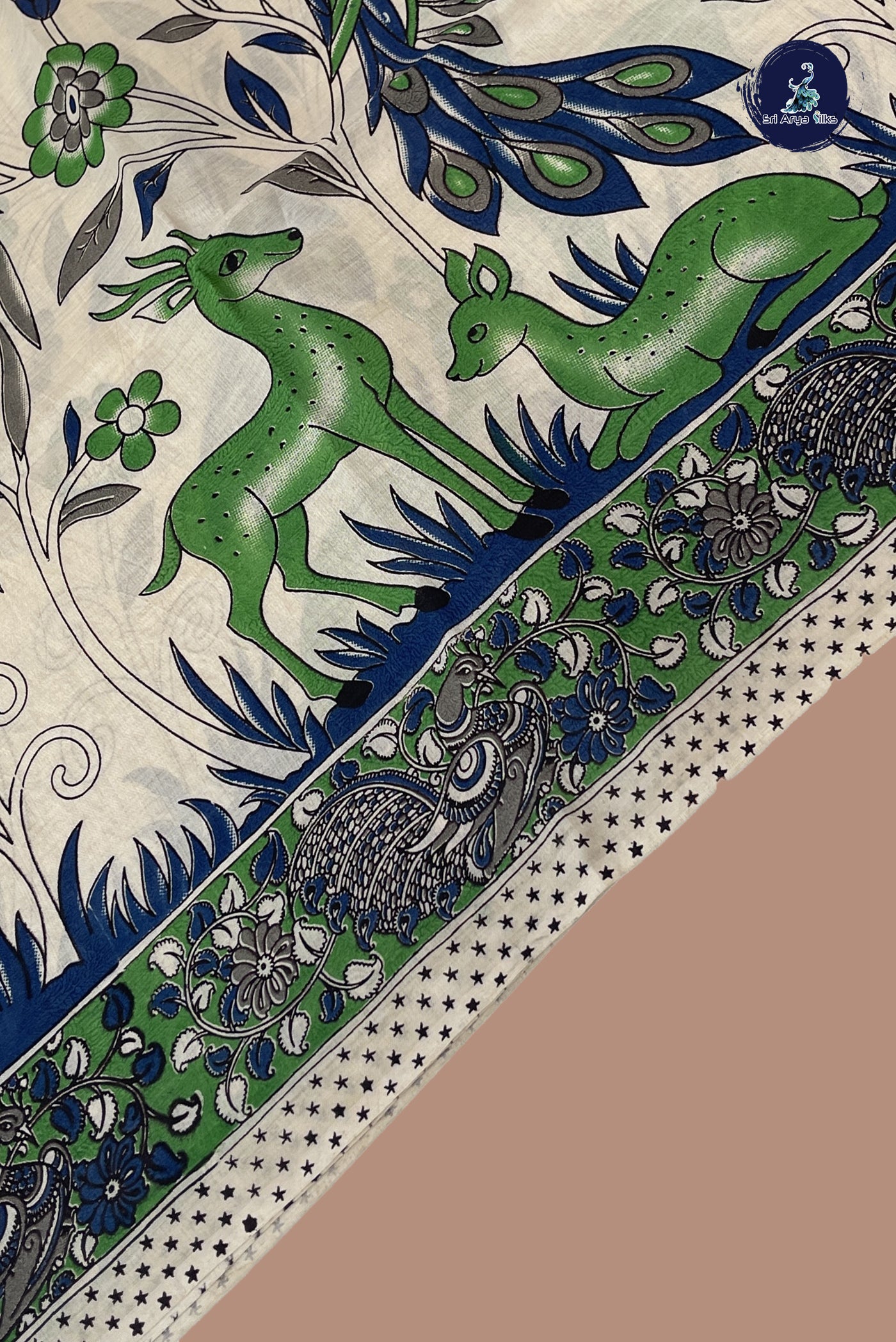 Off White Semi Silk Saree With Pichwai Print Pattern