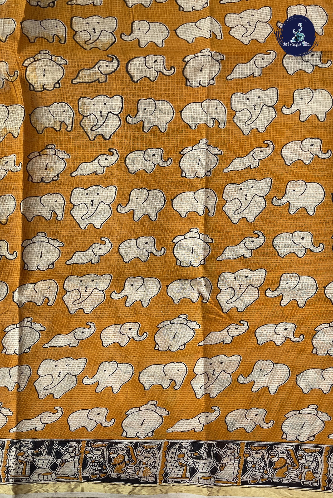 Beige Kota Saree With Printed Pattern