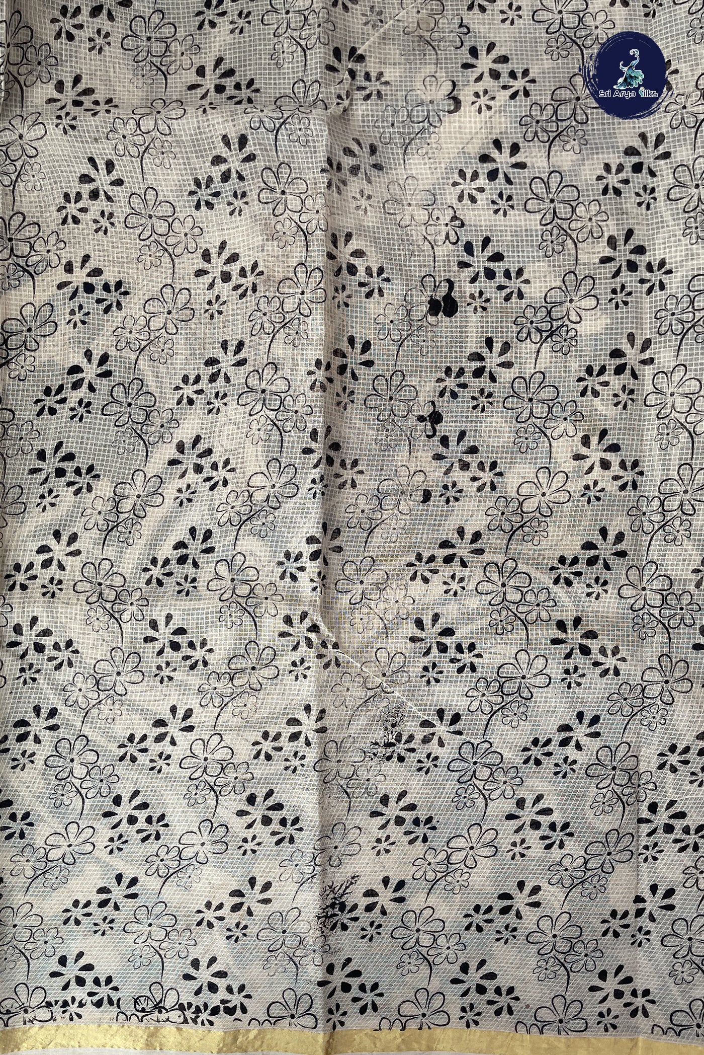 Beige Kota Saree With Printed Pattern