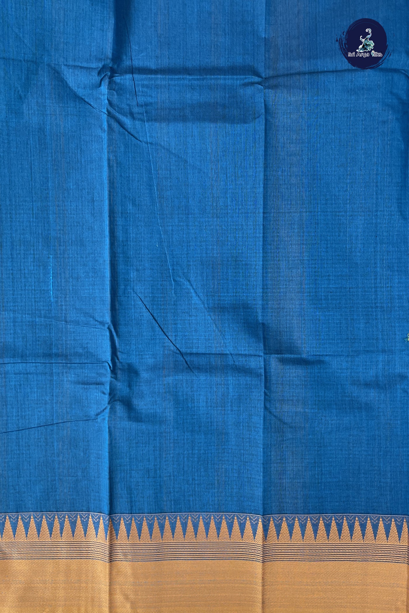 Blue Kanchi Cotton Saree With Stripes Pattern