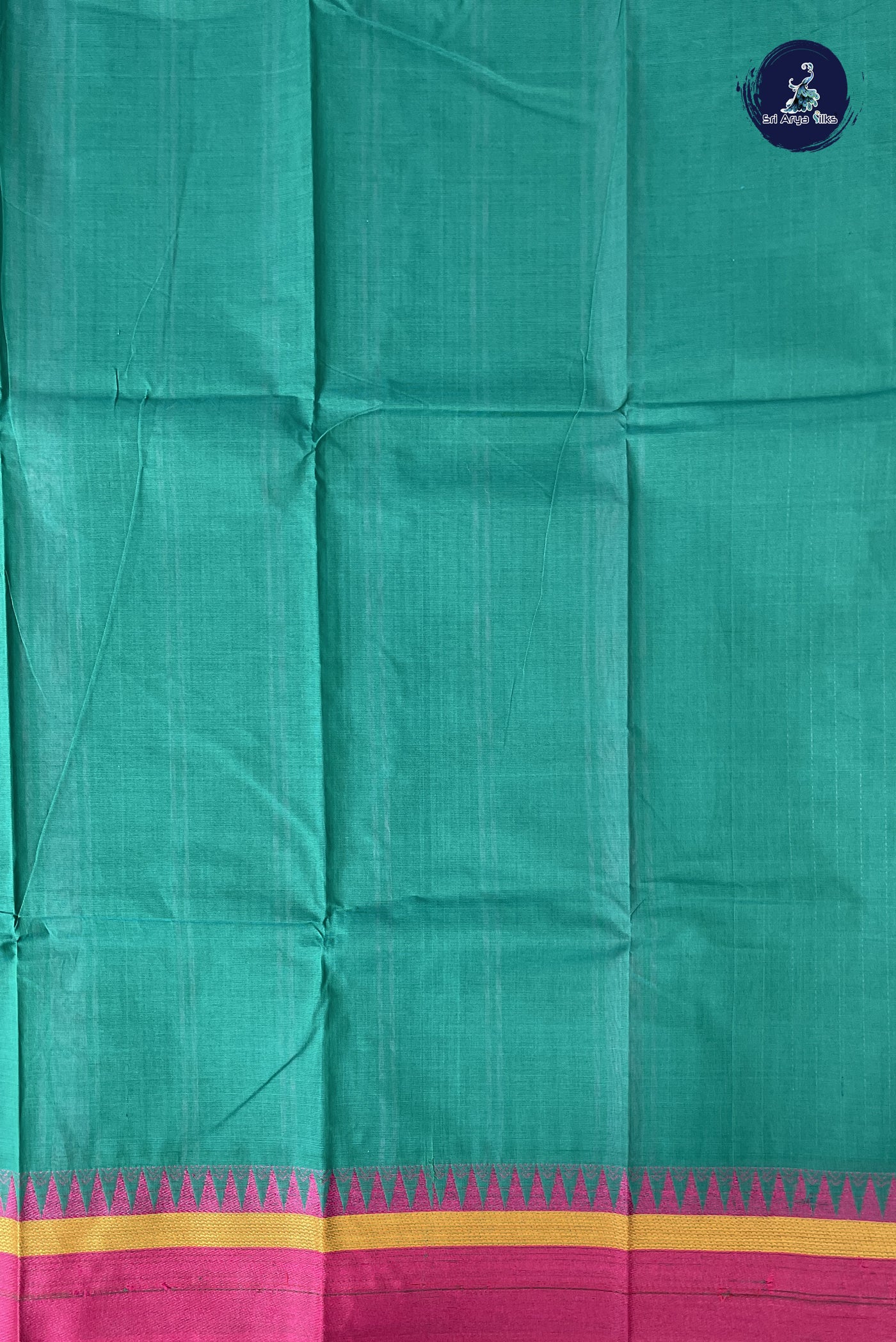 Green Kanchi Cotton Saree With Stripes Pattern