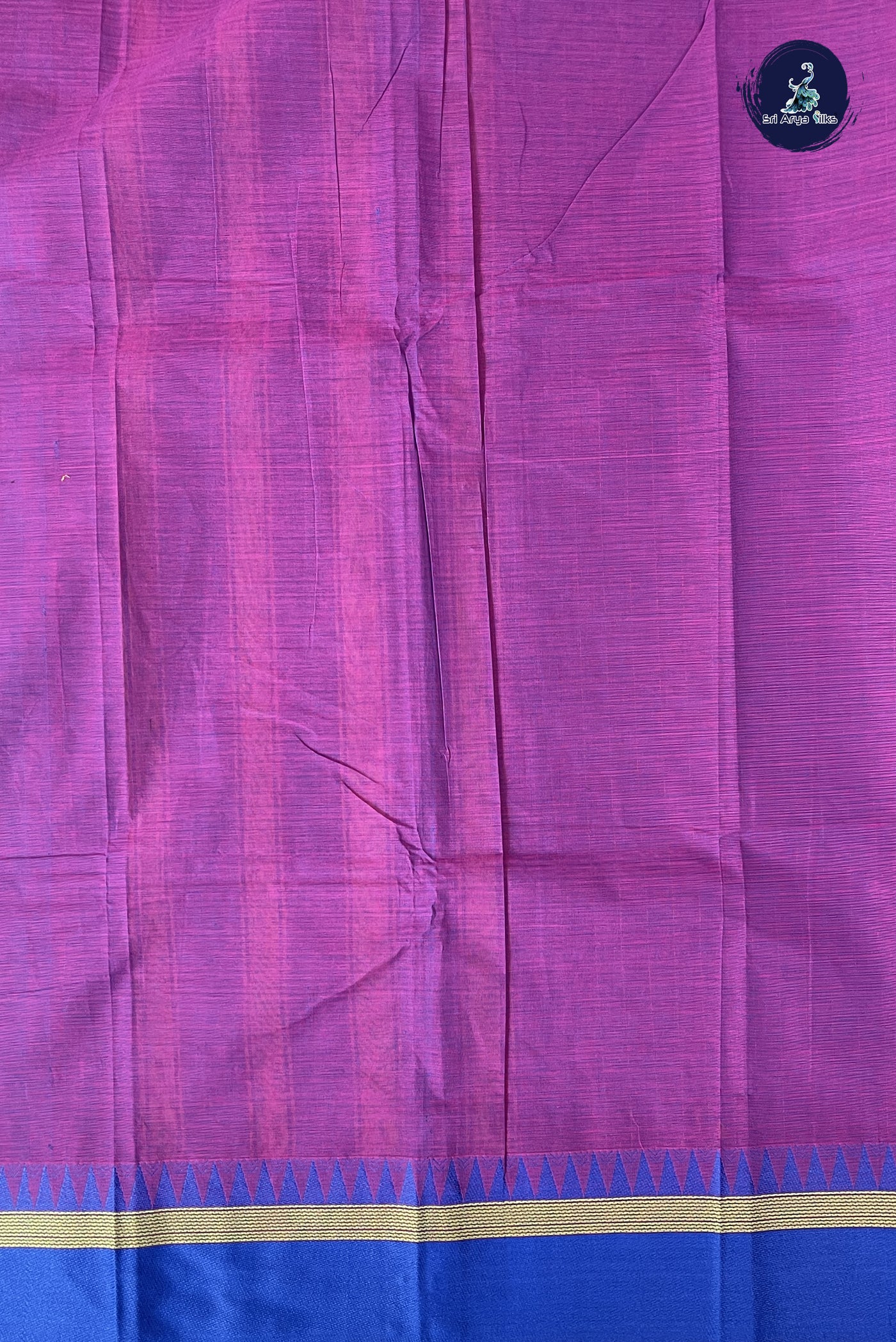 Dual Tone Purple Kanchi Cotton Saree With Stripes Pattern