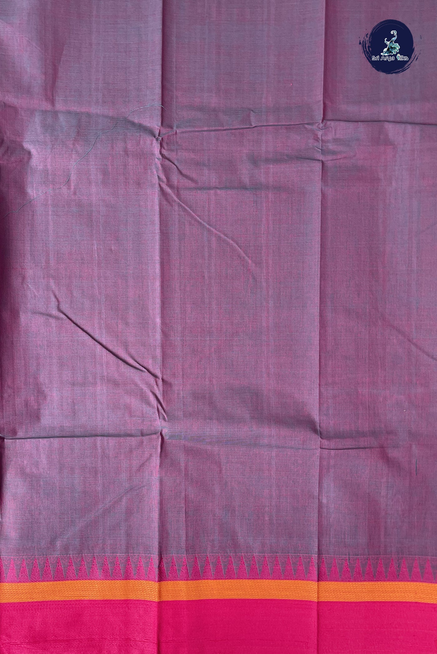 Lavender Kanchi Cotton Saree With Stripes Pattern