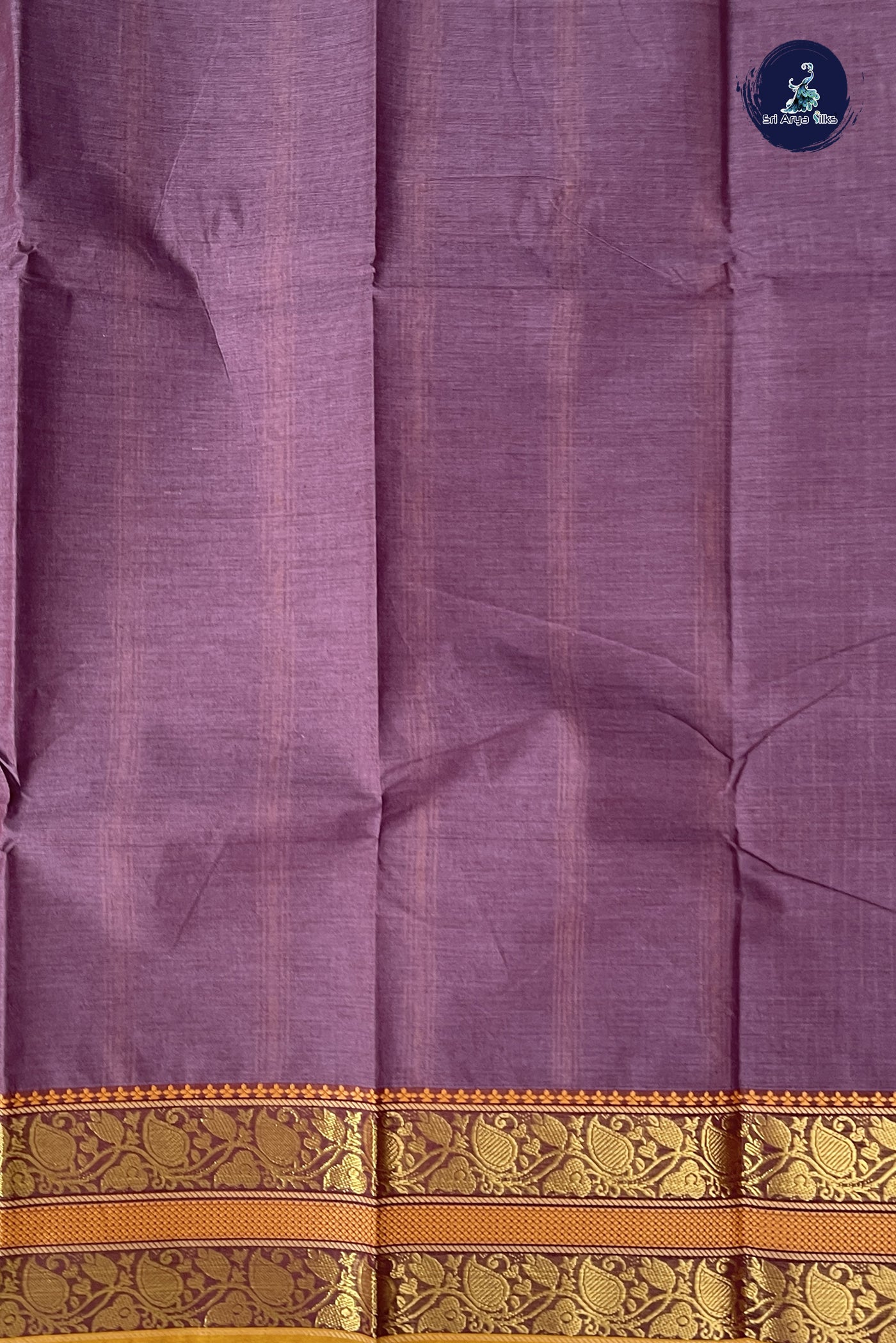 Burgundy Kanchi Cotton Saree With Stripes Pattern