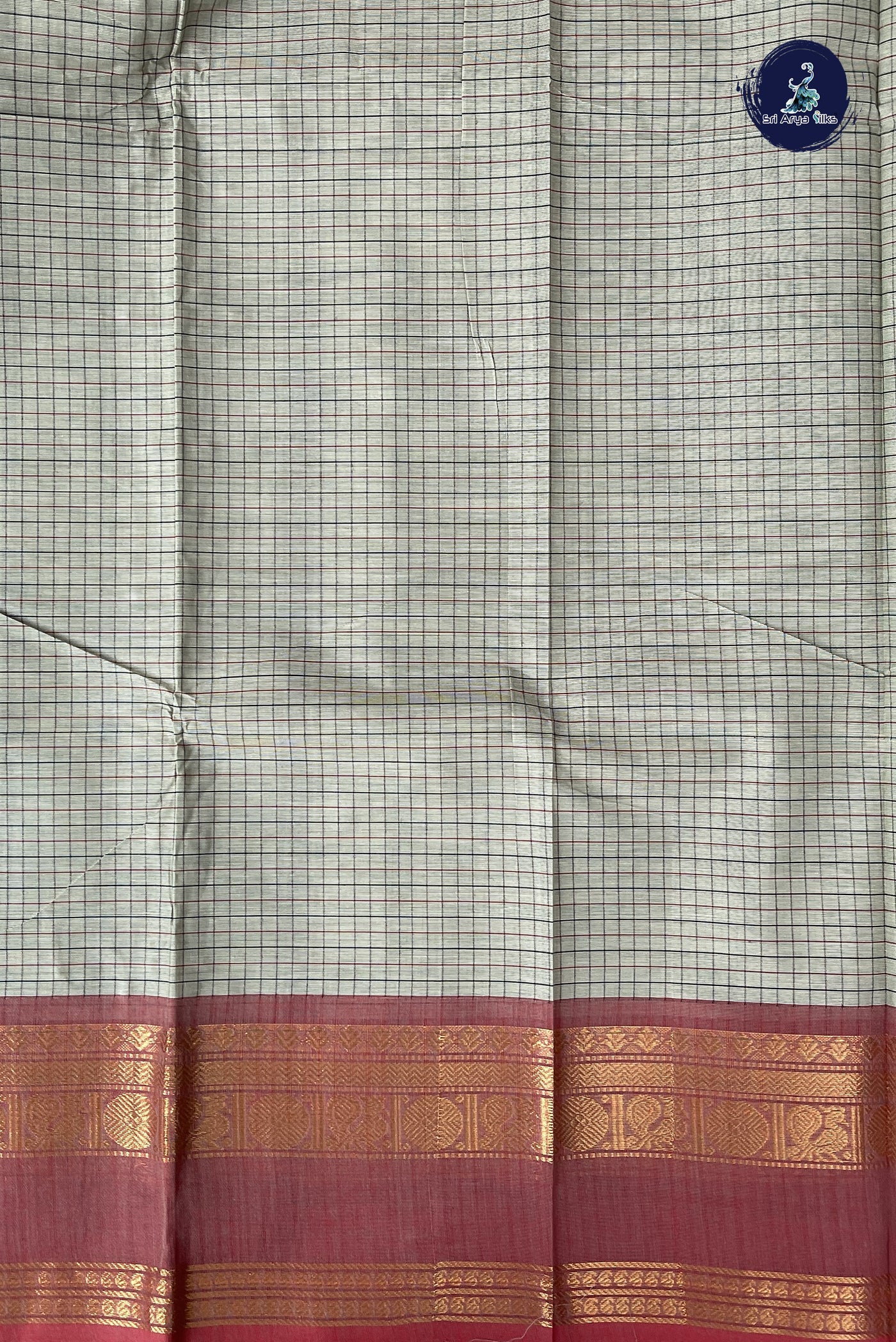 Pastel Shade Kanchi Cotton Saree With Checked Pattern