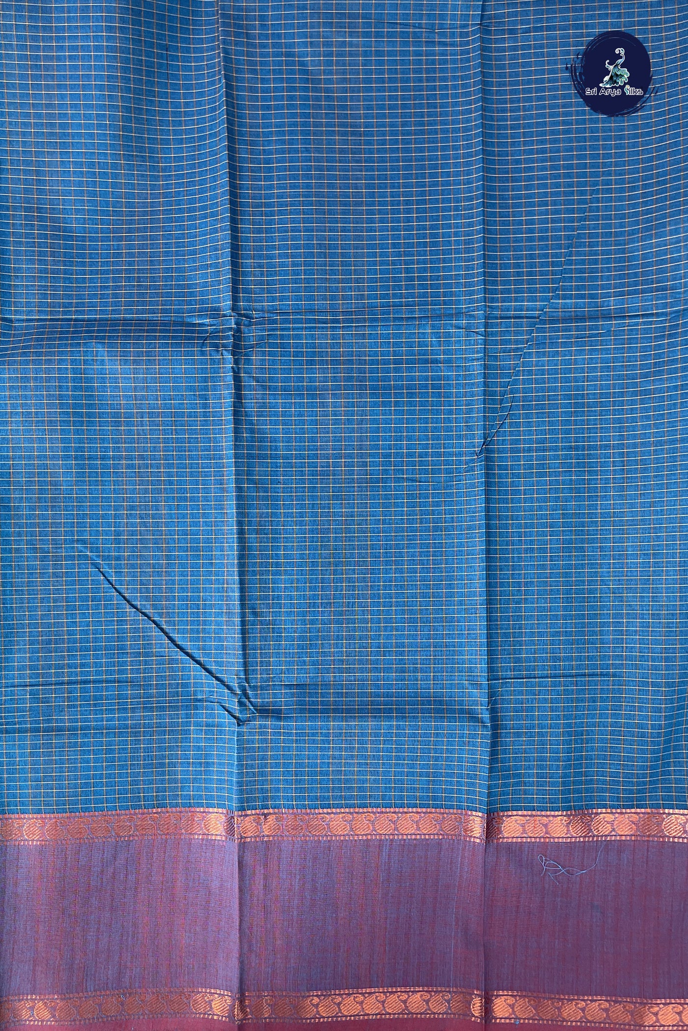 Blue Kanchi Cotton Saree With Checked Pattern
